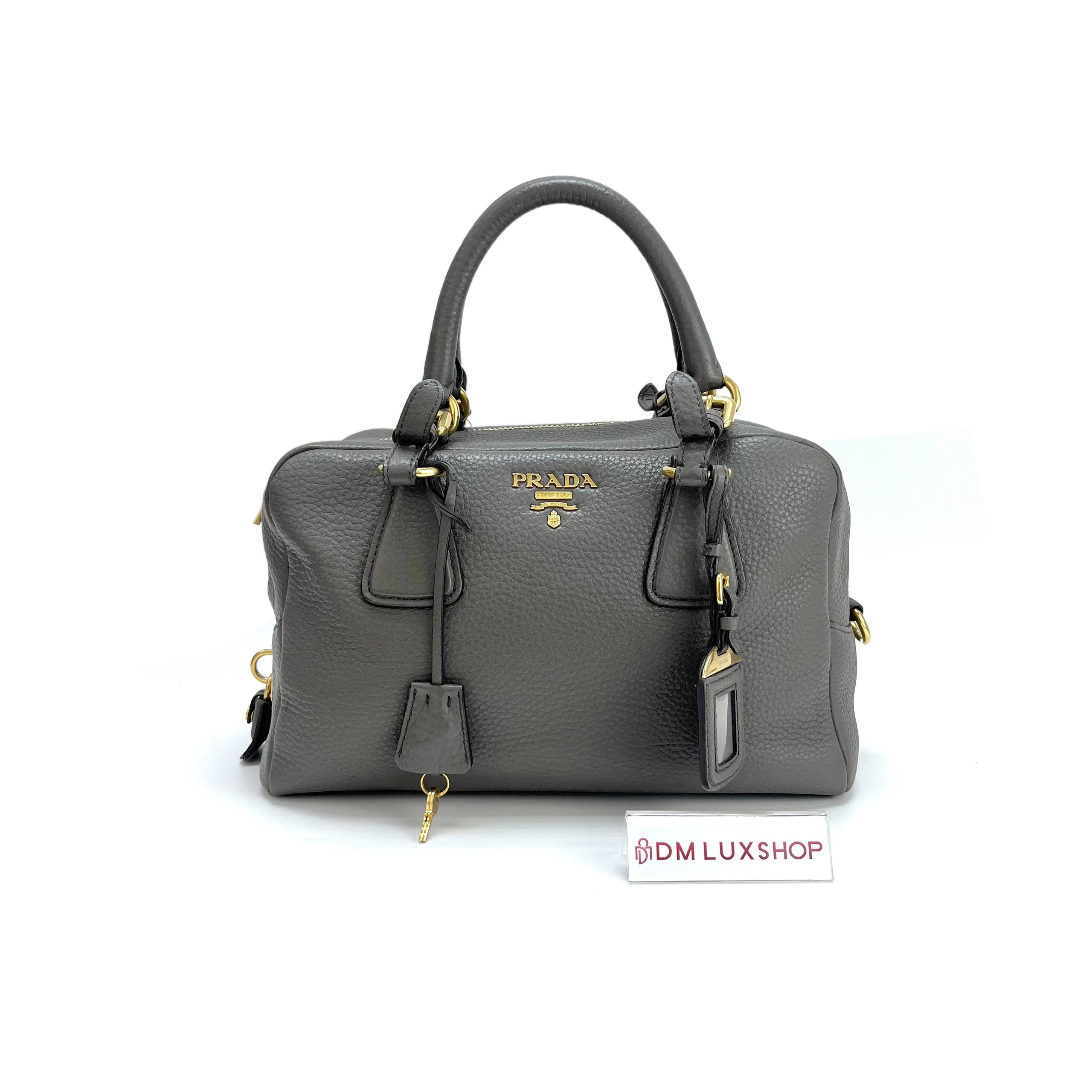 Prada Grey Bauletto Boston Bag GHW