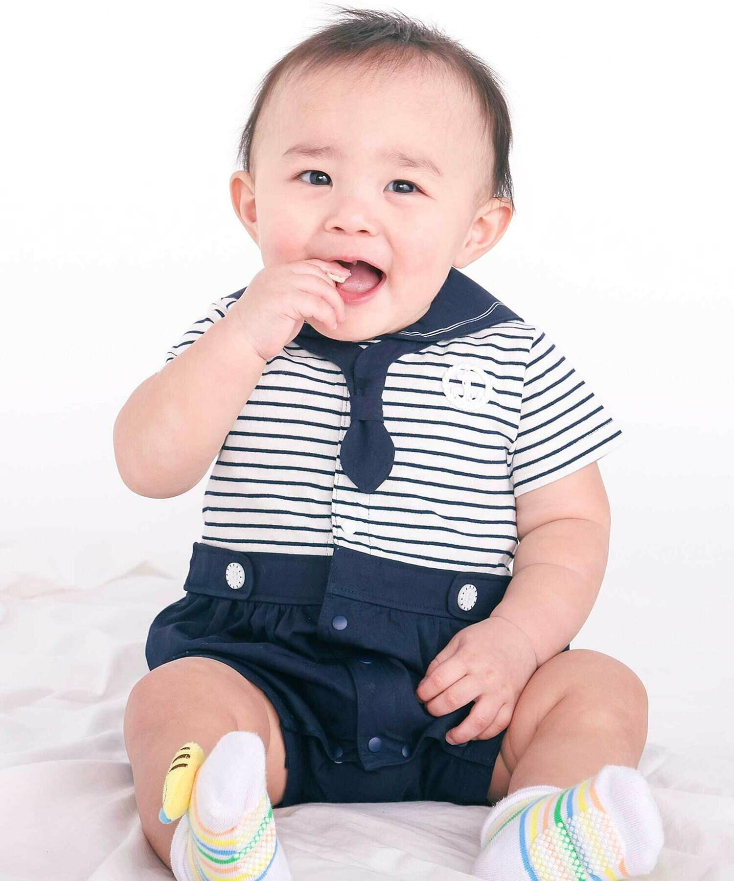 🇯🇵預訂 日本直送🇯🇵Slap Slip Baby兩色海洋風水手領短袖連身服