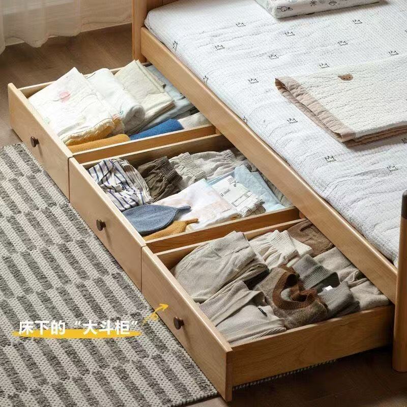 原木風榻榻米衣櫃一體兒童床 細單位男女孩睡房專用 bed