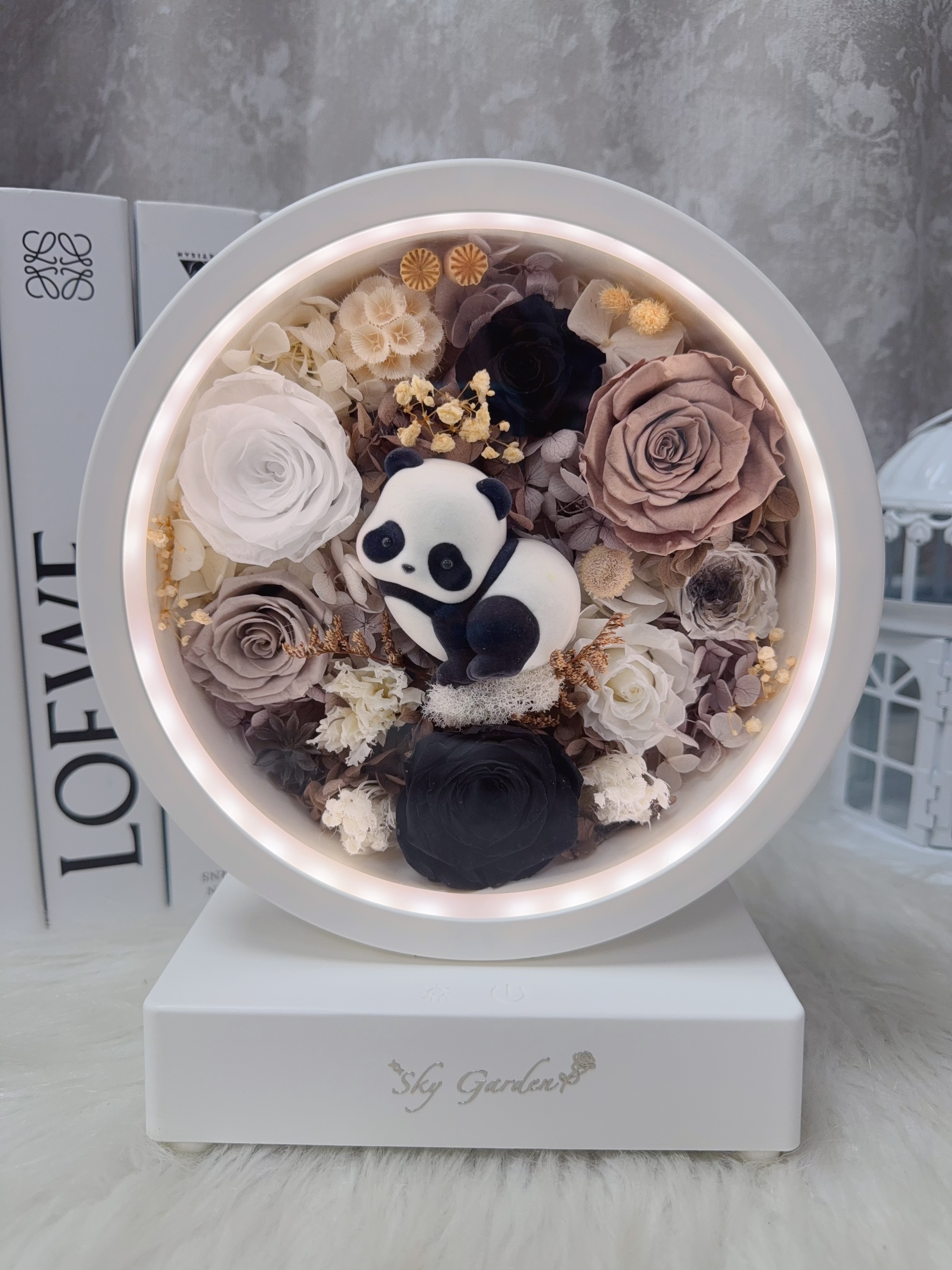 熊貓永生花藍芽喇叭小夜燈