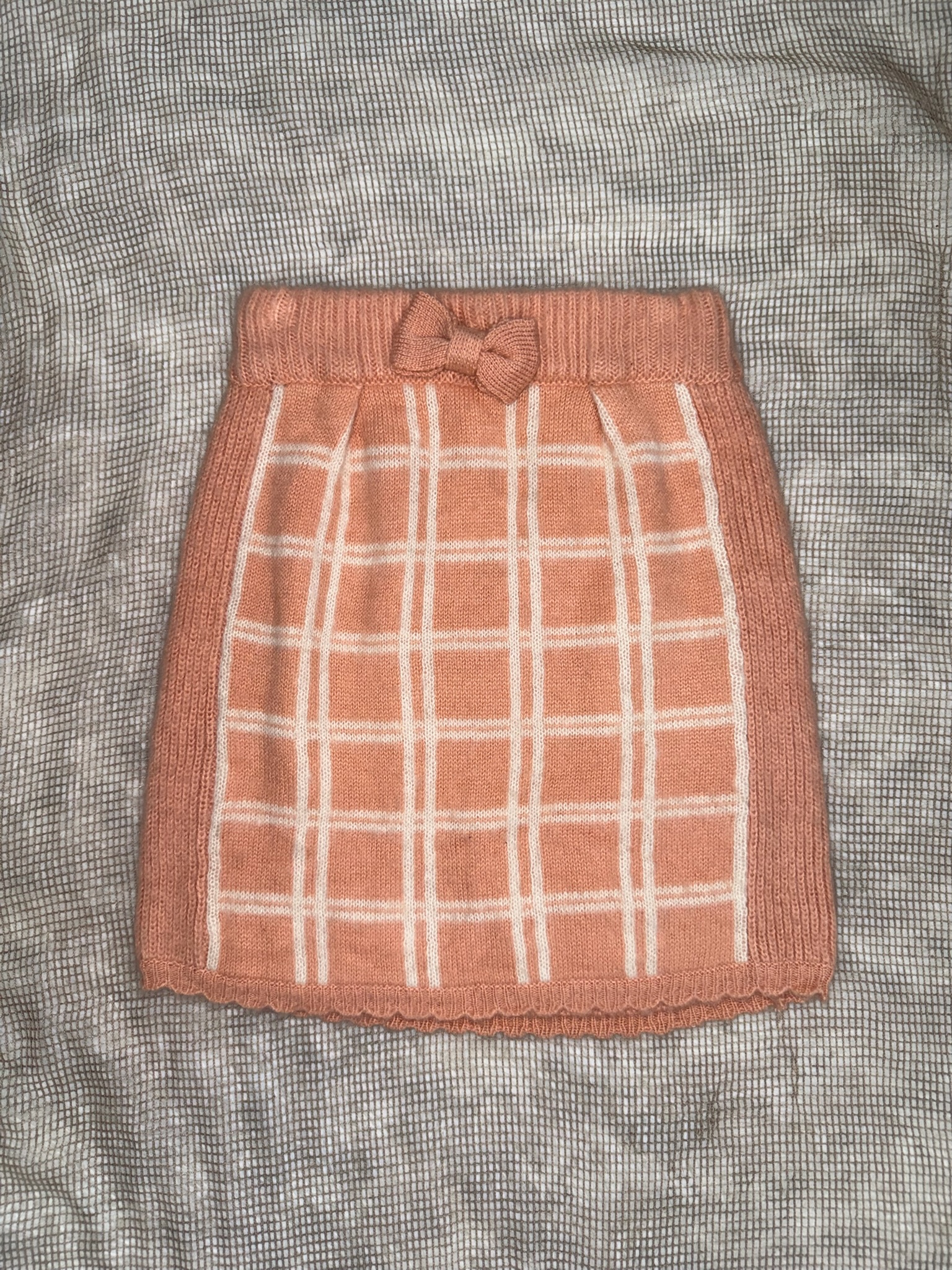 Liz Lisa Plaid Knit Mini Skirt with Center Bow