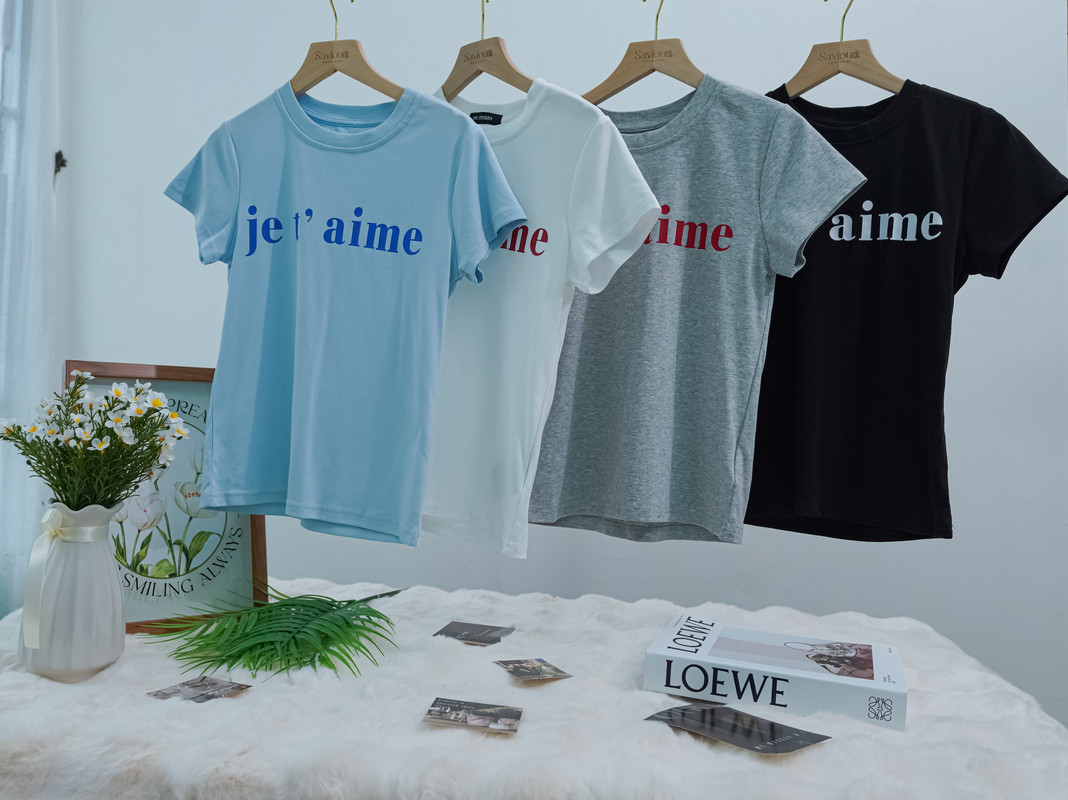 French Letter  “je t’aime”（I love you）Print Short Sleeve Tee ‖ 法式字母“je t’aime”（我爱你）印花短袖T恤 KR013753