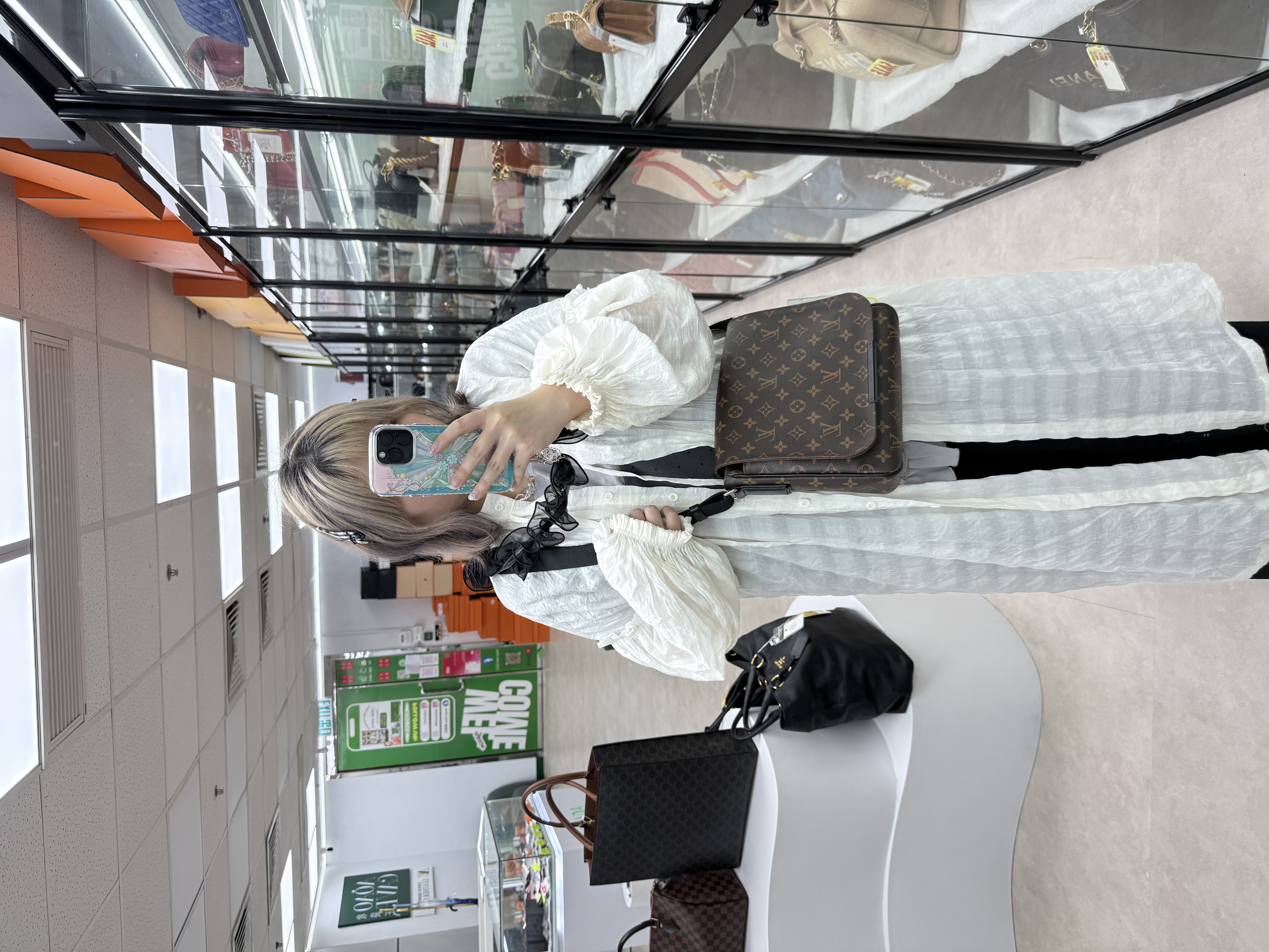 🤍PRE OWNED 經典老花 District PM size 晶片款 郵差包🤎