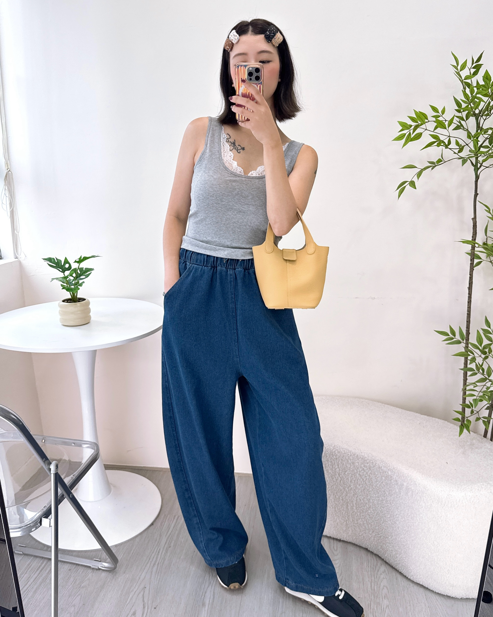 休閒男友風全橡筋腰牛仔褲