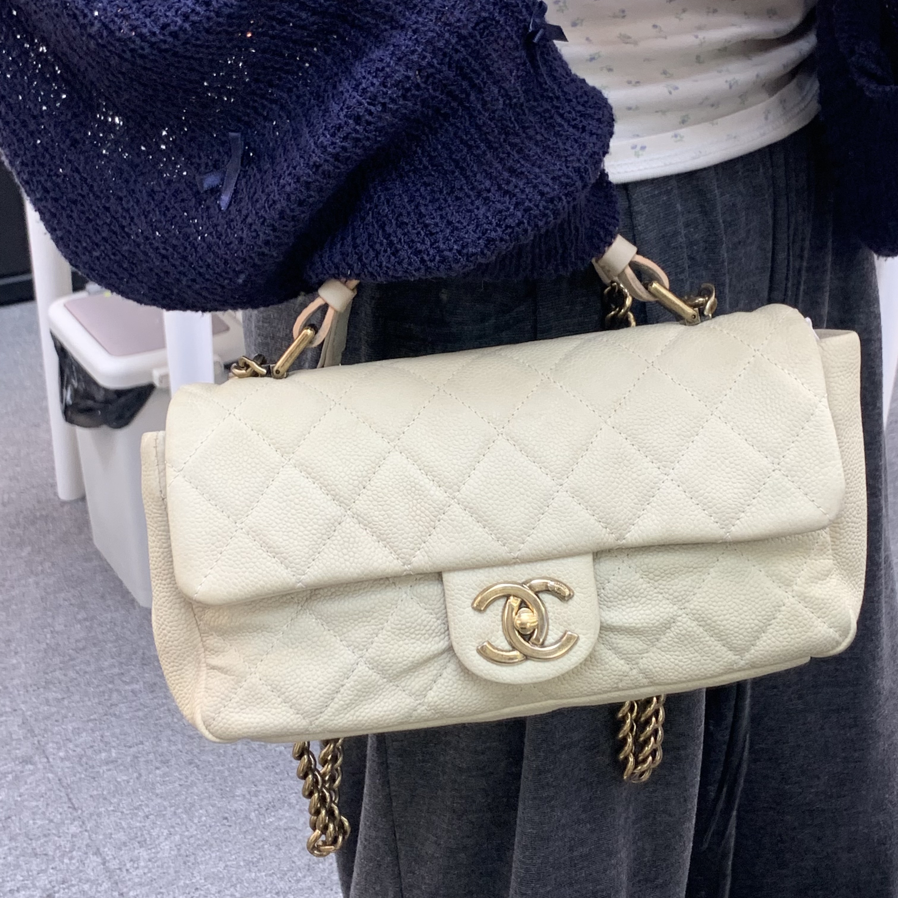 復古感Max Chanel Handle Flap Bag象牙白做舊款🫢
