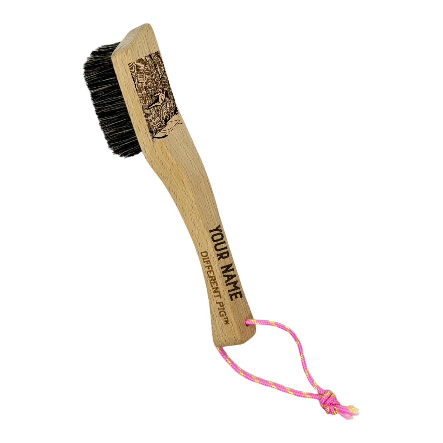 【來圖訂製】𝗗𝗜𝗙𝗙𝗘𝗥𝗘𝗡𝗧 𝗣𝗜𝗚™ OG brush with paracord fully customised by you 刻圖大豬攀岩掃