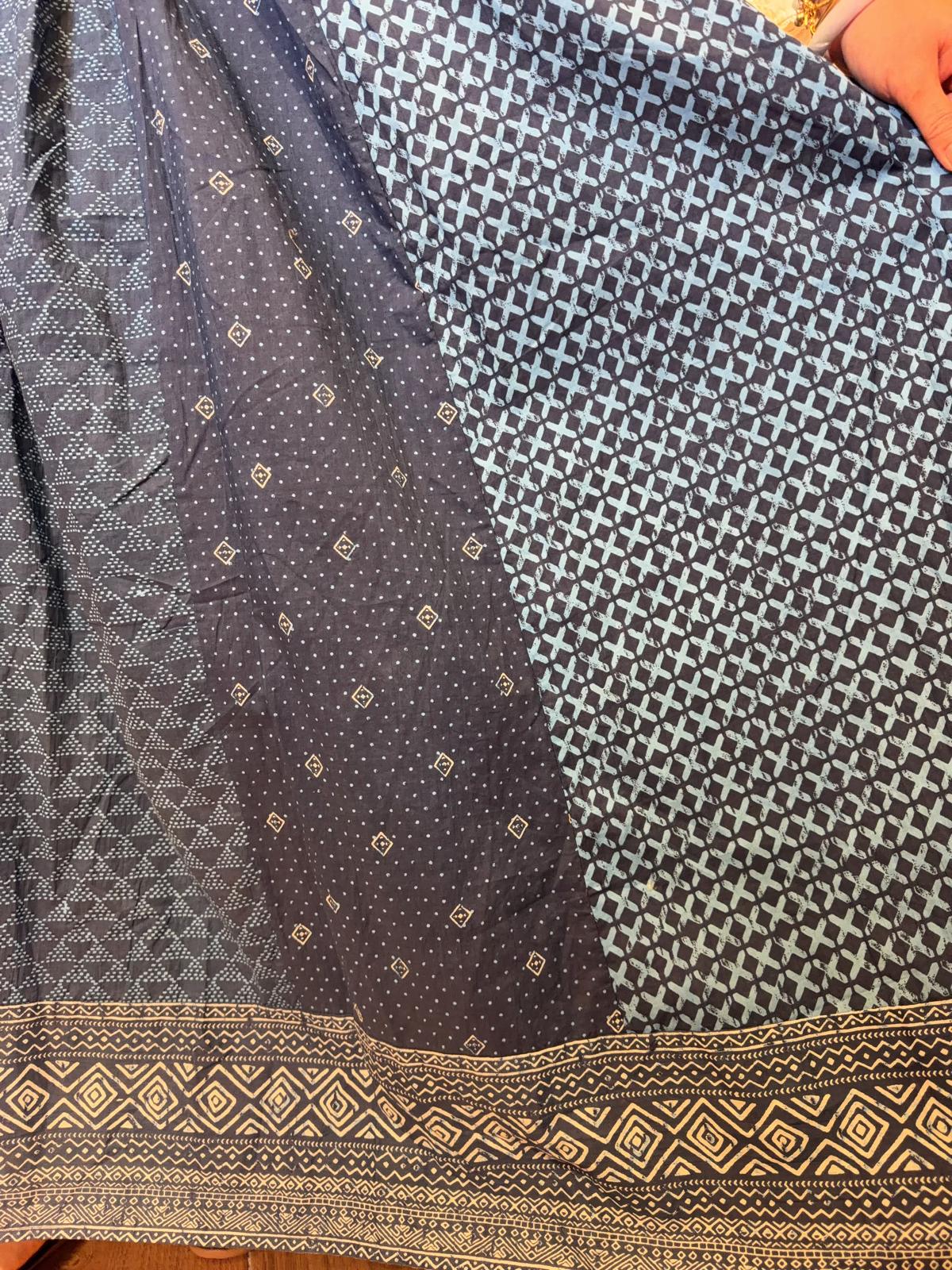 1634 White x Blue Block Print OP