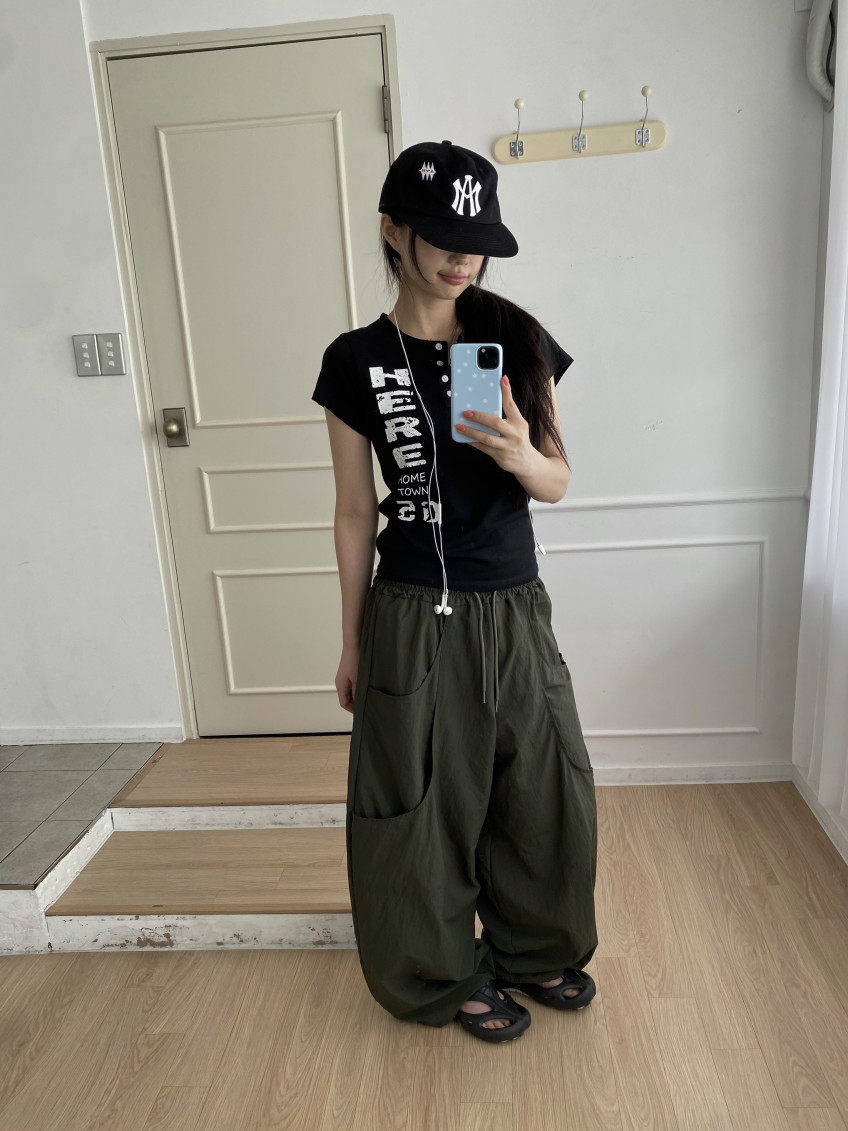 Distressed Graphic Button Top