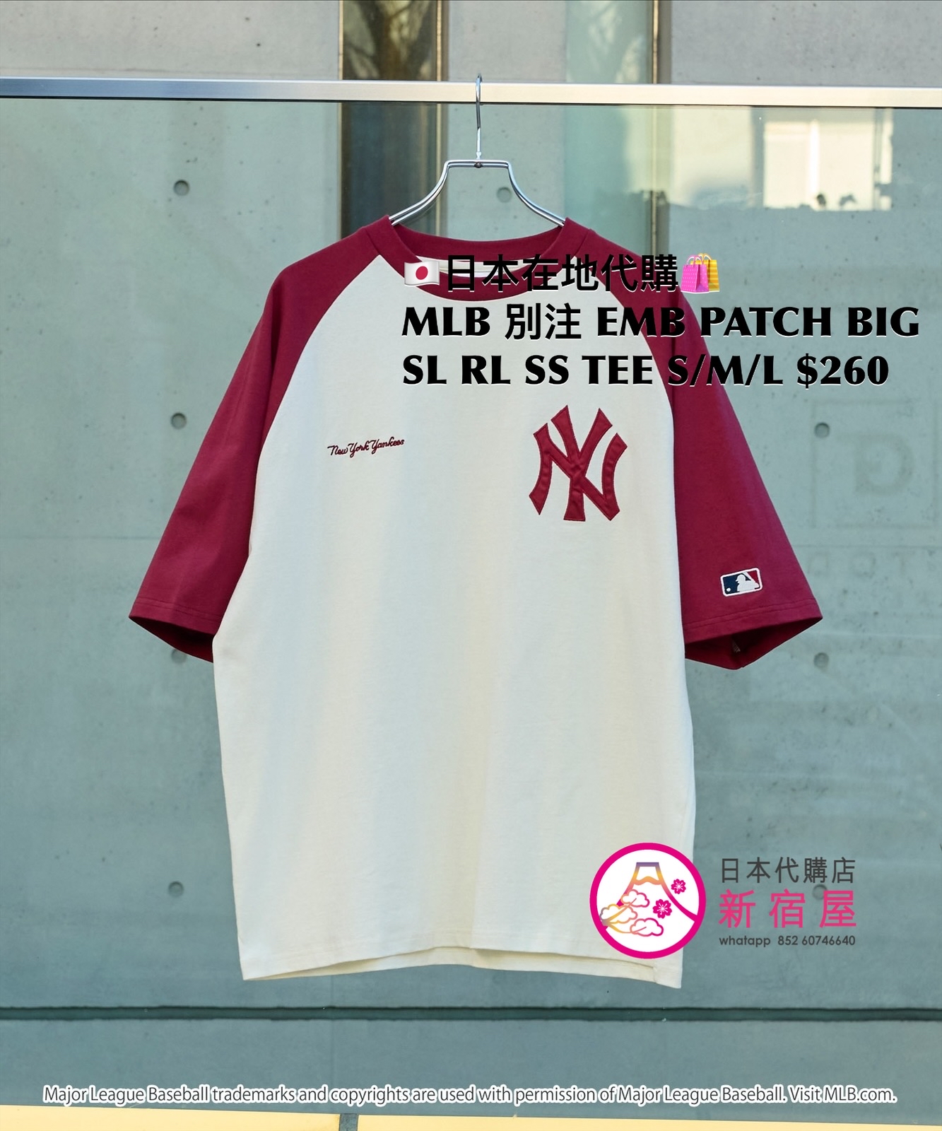 MLB 別注 EMBROIDERED PATCH BIG SILHOUETTE RAGLAN SS T-SHIRT