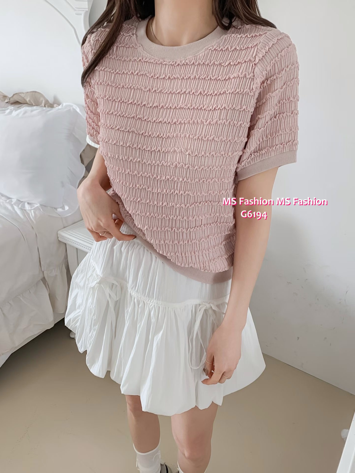 G6194 韓國🇰🇷凹凸紋淨色top