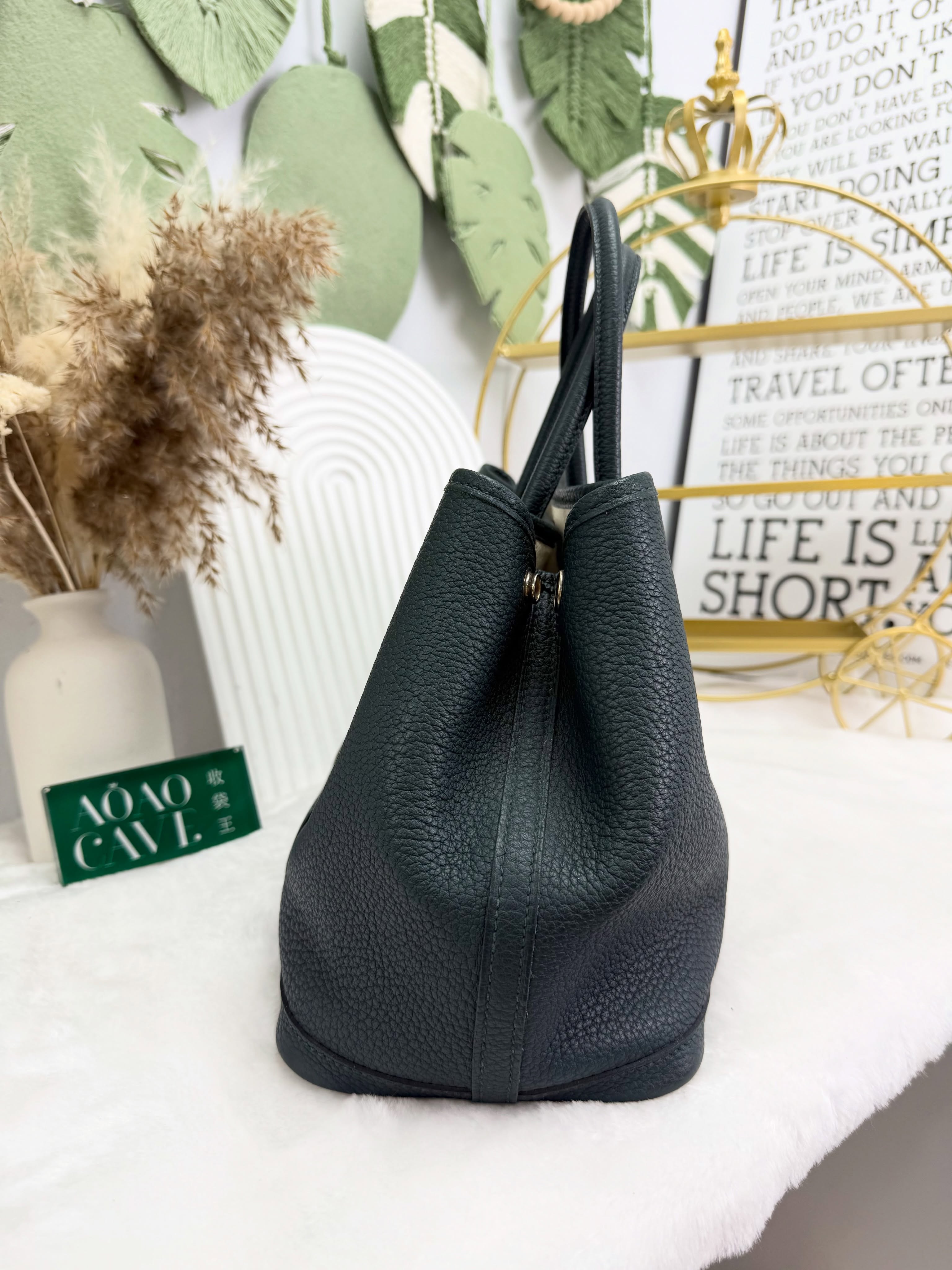 Hermes 👜 PRE OWNED 🛍️墨綠色 Garden Party 30  A stamp💚有塵袋有盒🖤