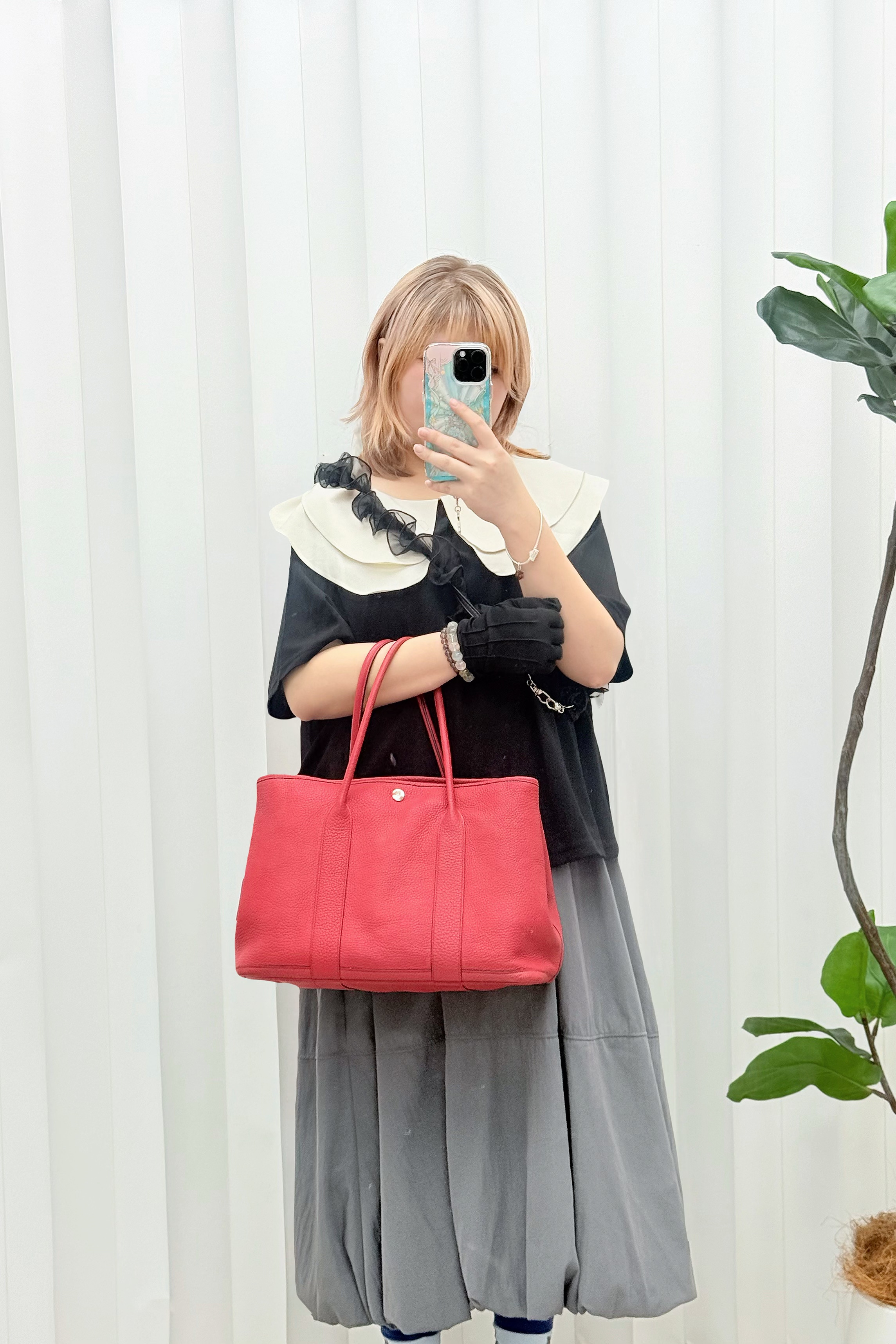 HERMES 🤍PRE OWNED GARDEN PARTY 36 西瓜紅真皮手提包 D Stamp🩶