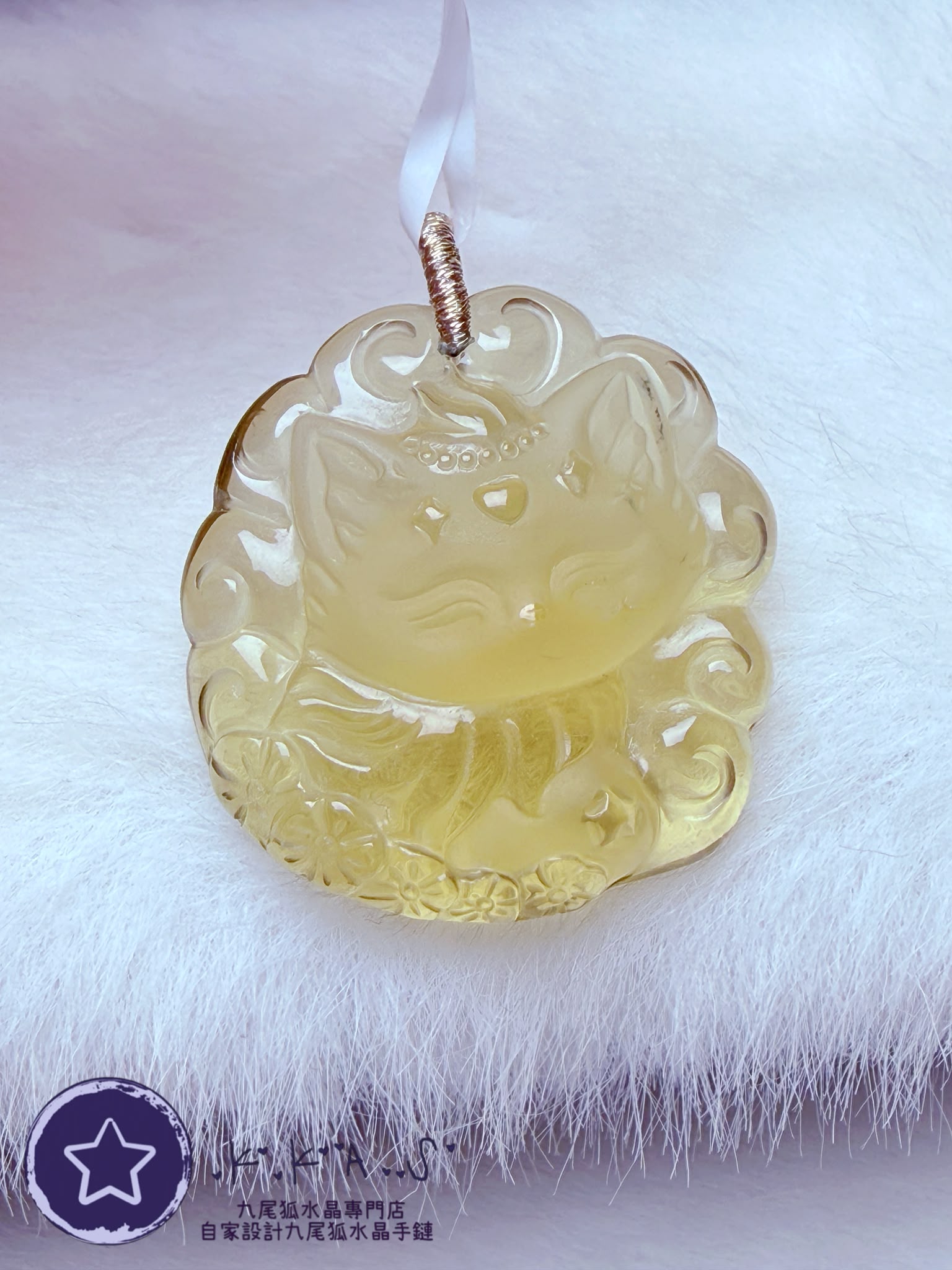 K00581 黃水晶 公主狐 - 吊墜/手牌兩用款
