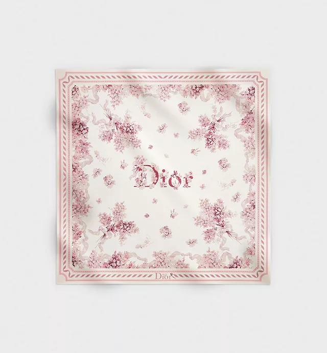【頂級原單】Dior Lilac Bouquet 90 Square Scarf 丁香花束 90 方巾
