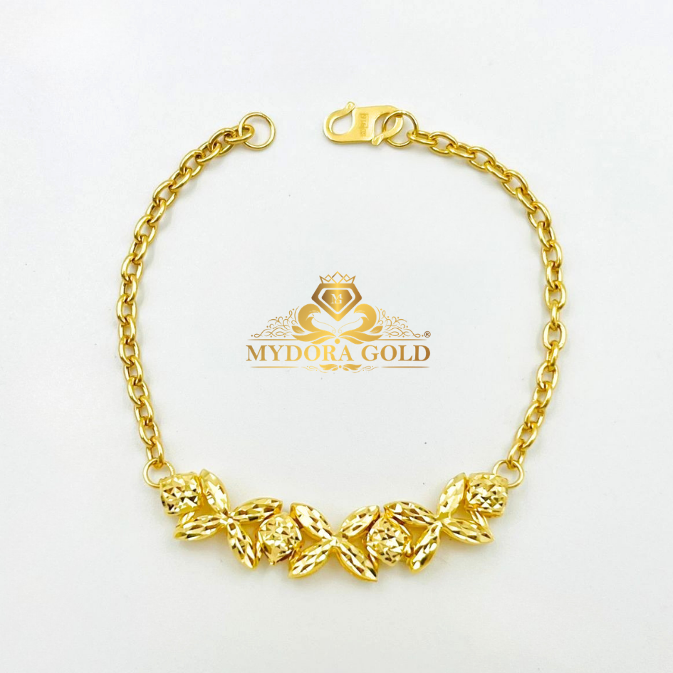 MYDORA Rantai Tangan Sauh Licin Bunga Marissa l EMAS 916/22K