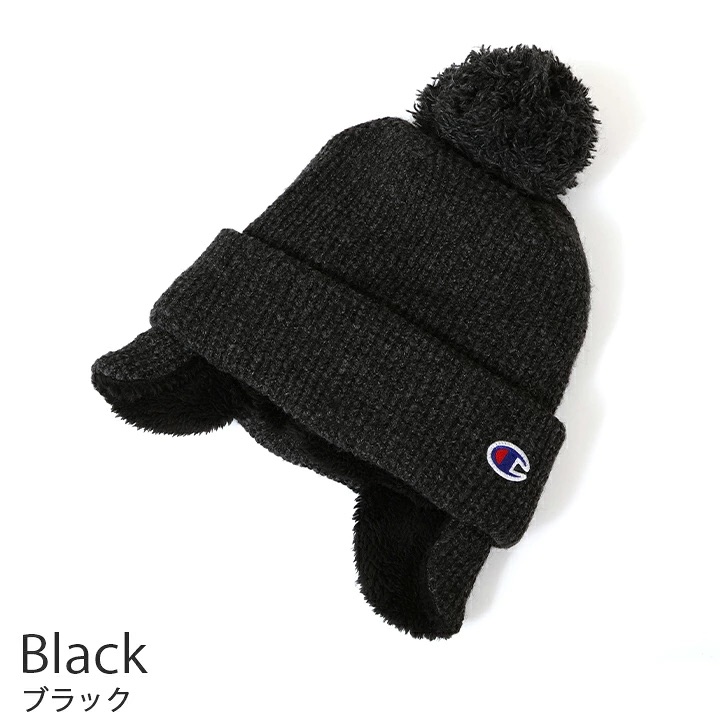 日本代購【 2026秋冬新產品 日本直送 Champion 護耳毛毛球針織冷帽  男女通用| Earflap Pom-pom Knit Cap unisex 】