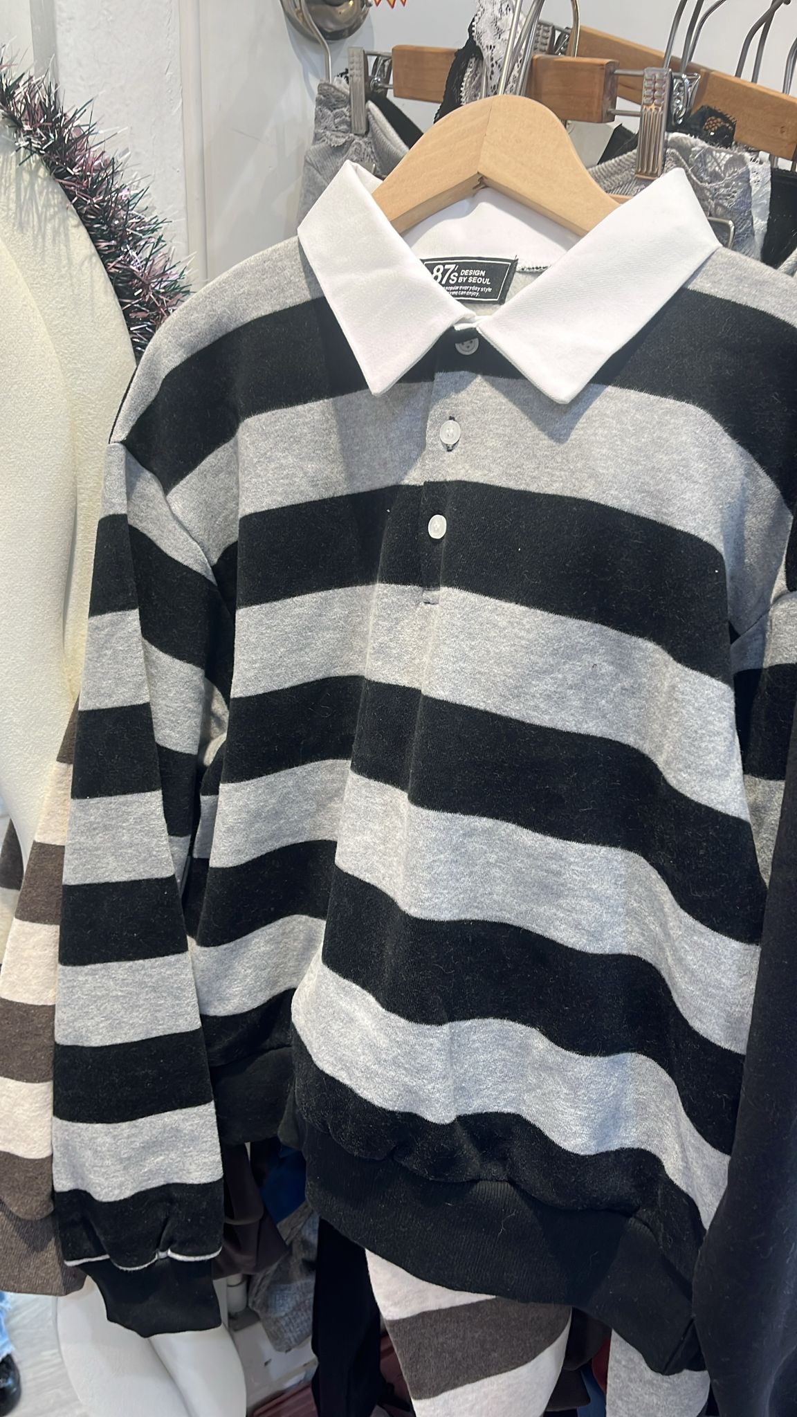 已售罄❌韓國混羊毛棉質polo領hoodie 