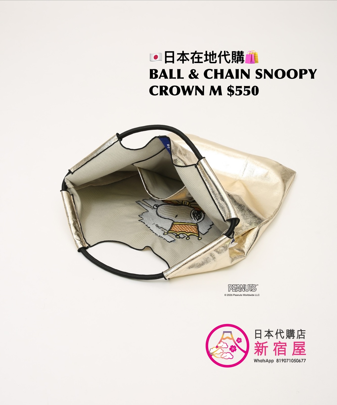 BALL & CHAIN SNOOPY CROWN TOTE M