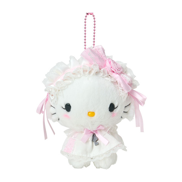 Sanrio Charmmy Kitty 白色荷葉蕾絲邊設計 毛公仔球鏈掛件吊飾 