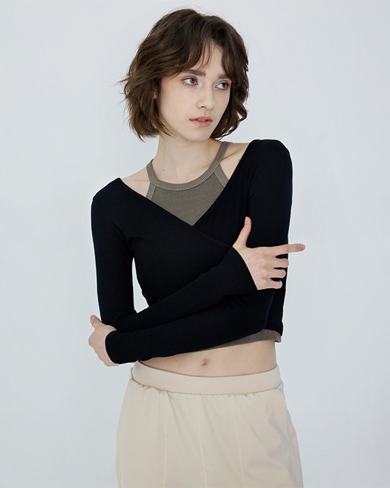 【Two-way wear】預購_DEVI-T0041 Curve Wrap Crop Top by Devi wear