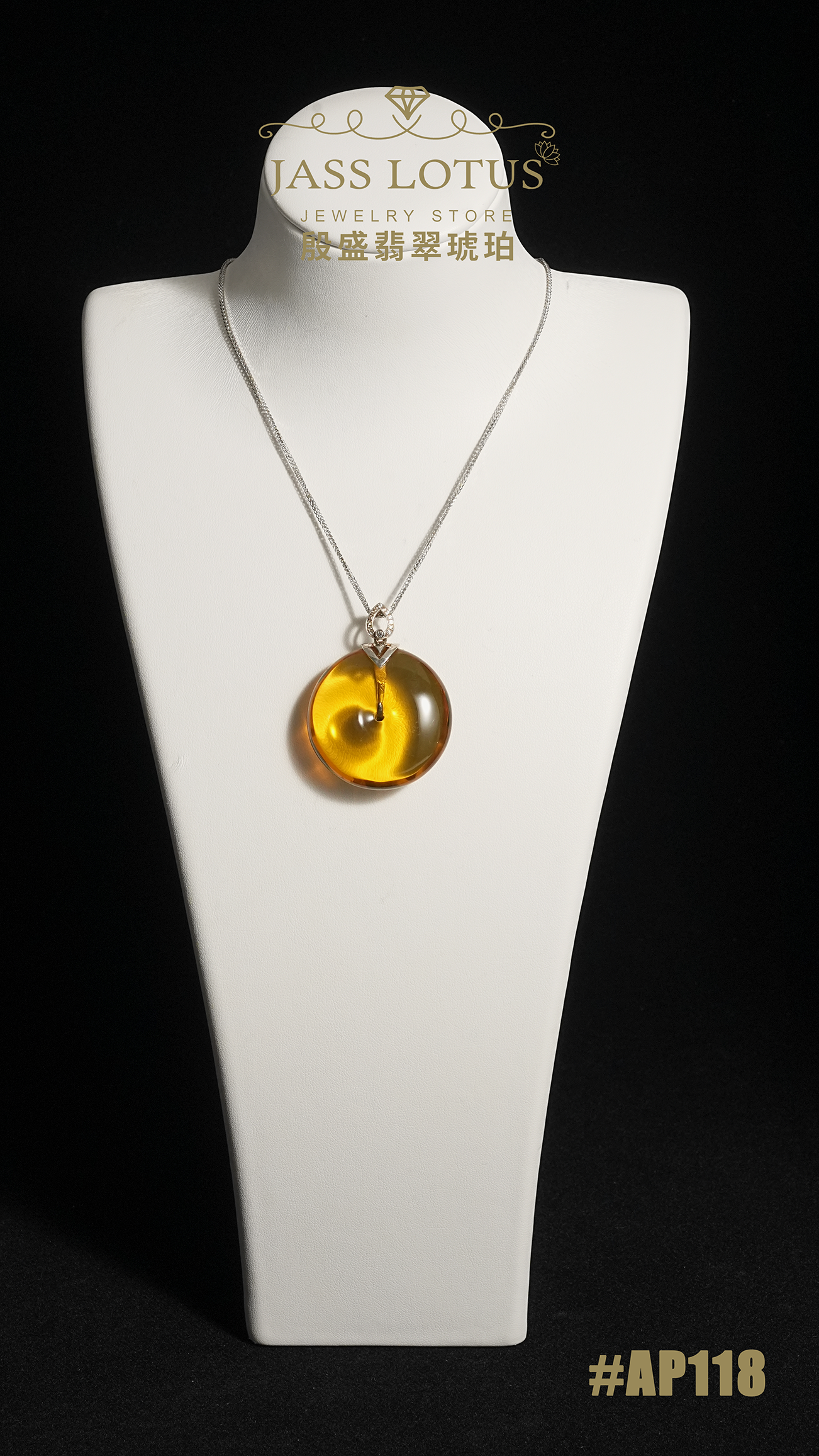 緬甸天然琥珀淨水高藍珀平安扣吊墜 