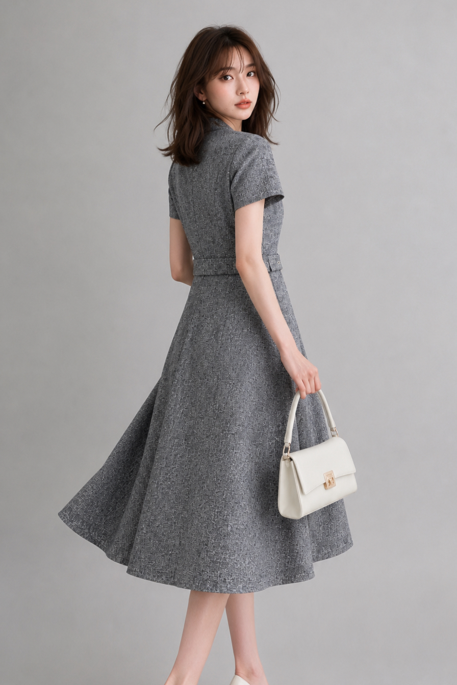 29298 Ruby Elegance Button Midi Dress