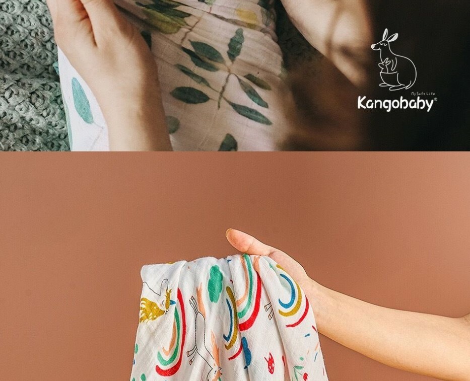 Kangobaby嬰兒竹纖雙層大紗巾 - 1條裝