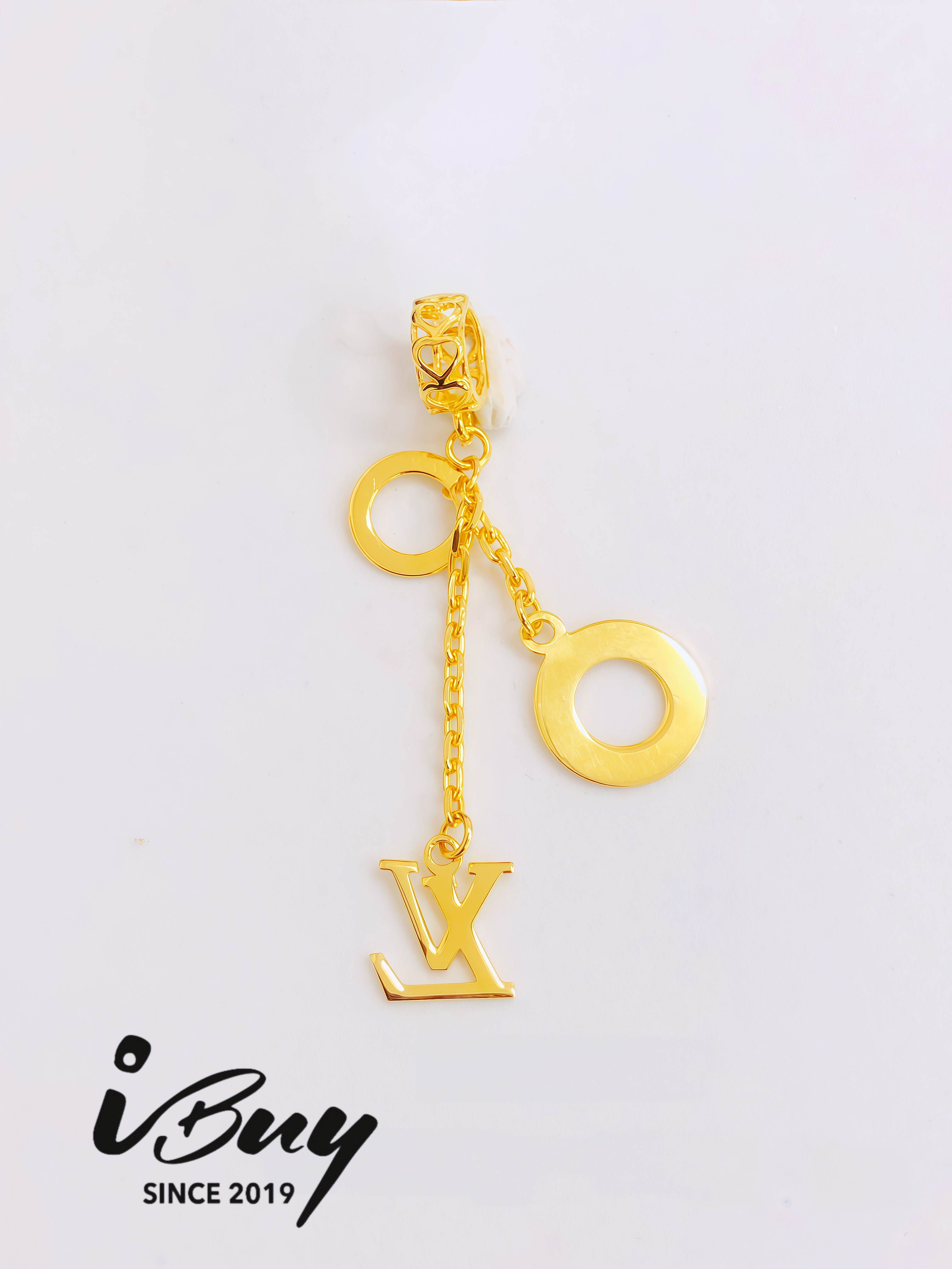 916 GOLD VL LOGO 3LINE BEAD 916 金 三行VL牌吊坠串咀