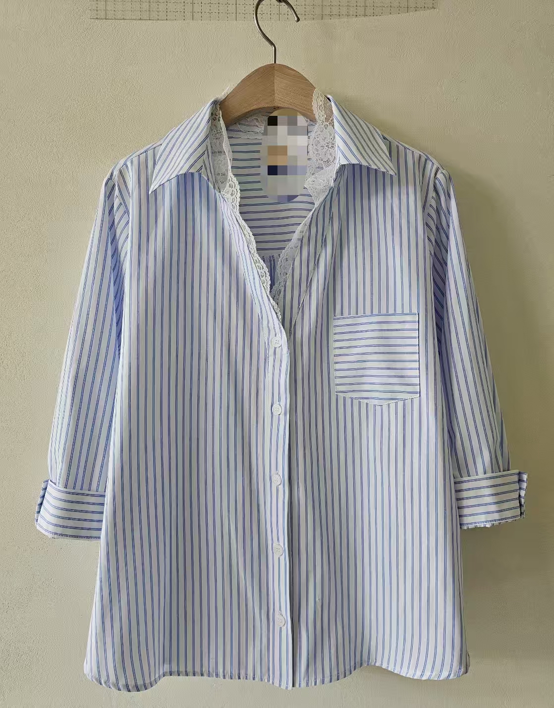 免燙lace 領條子恤