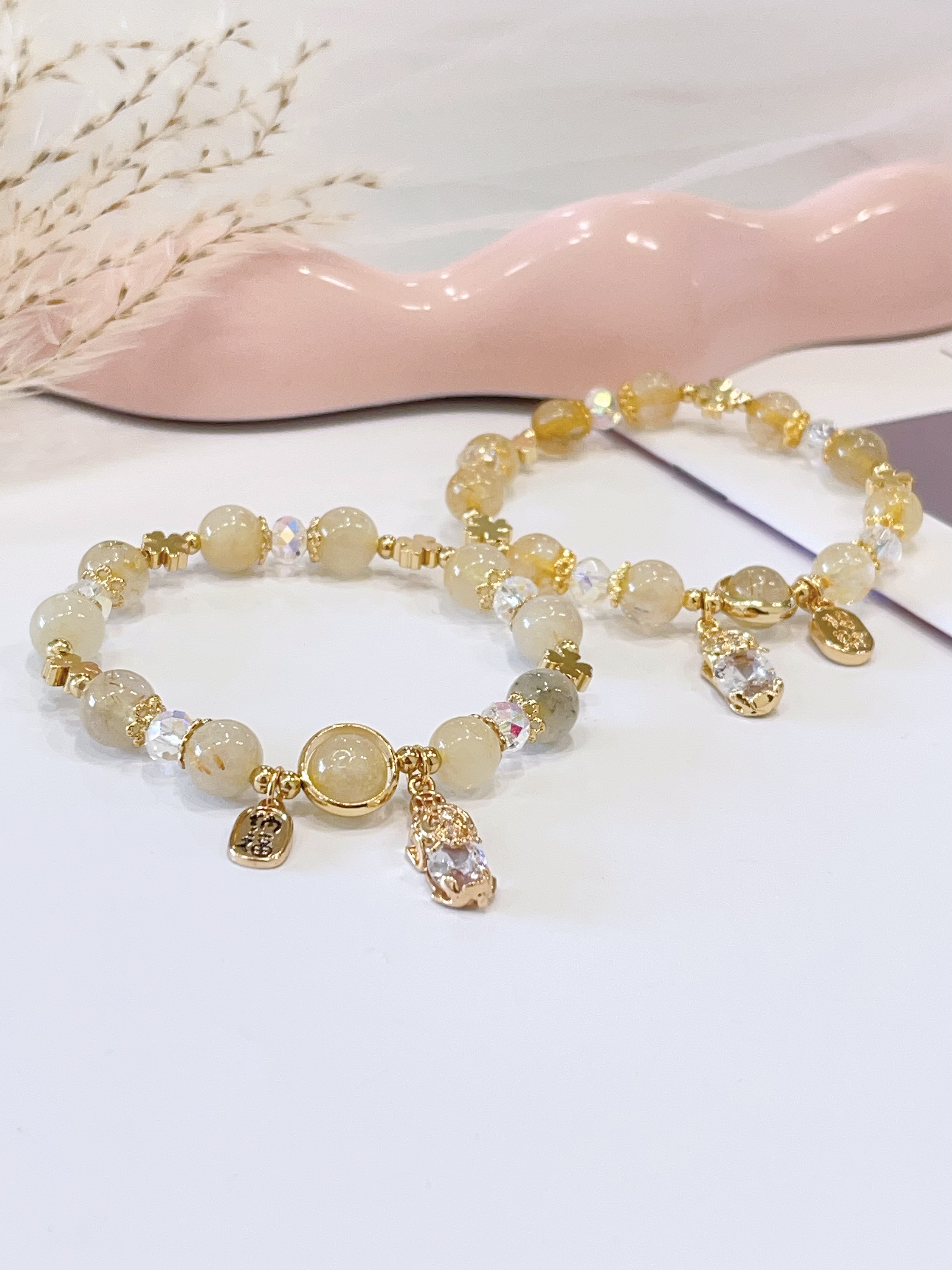 ✨🐉 金发晶 × 招财貔貅手串 Golden Rutilated Quartz & Pixiu | 8mm