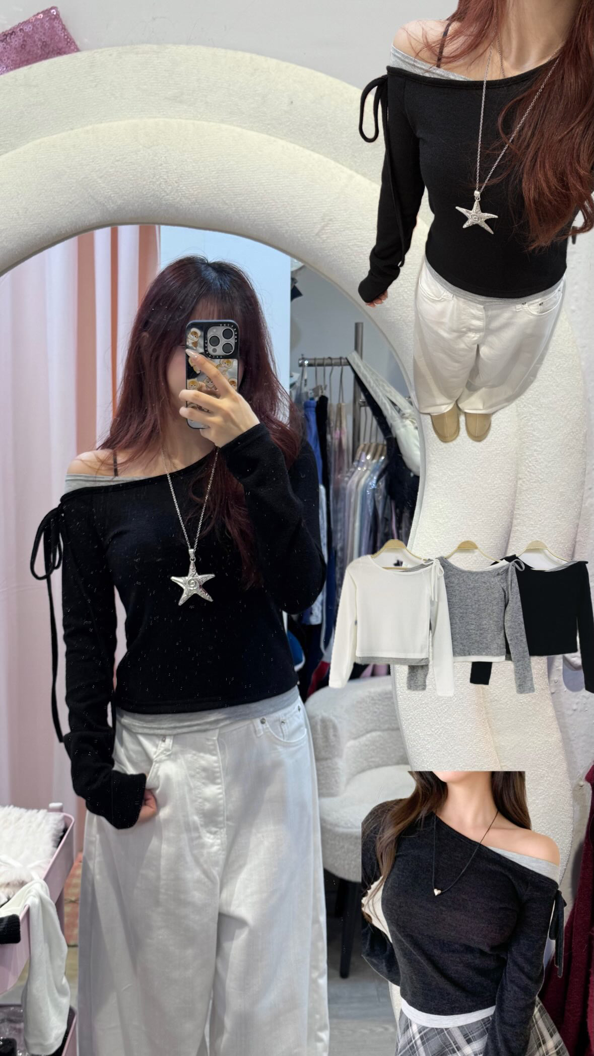 韓國假兩件露膊綁帶top