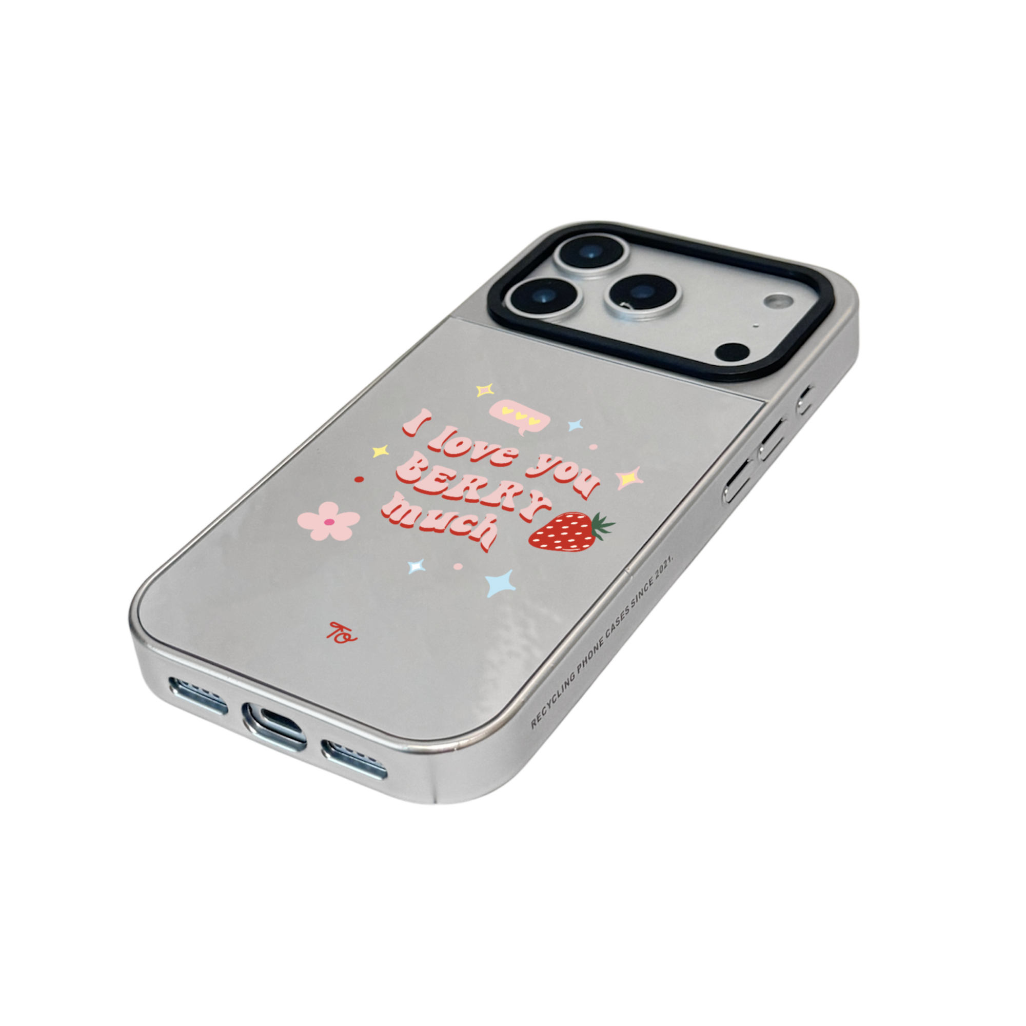 【I love you Berry much! 】銀框鏡面MagSafe iPhone Case
