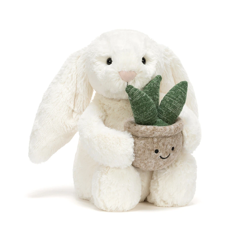 Cream Bunny With Plant捧盆栽奶白兔兔H31cm