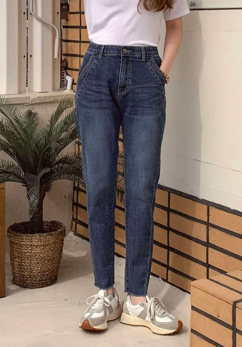 🇰🇷深藍鬆身牛仔褲 (61409) 