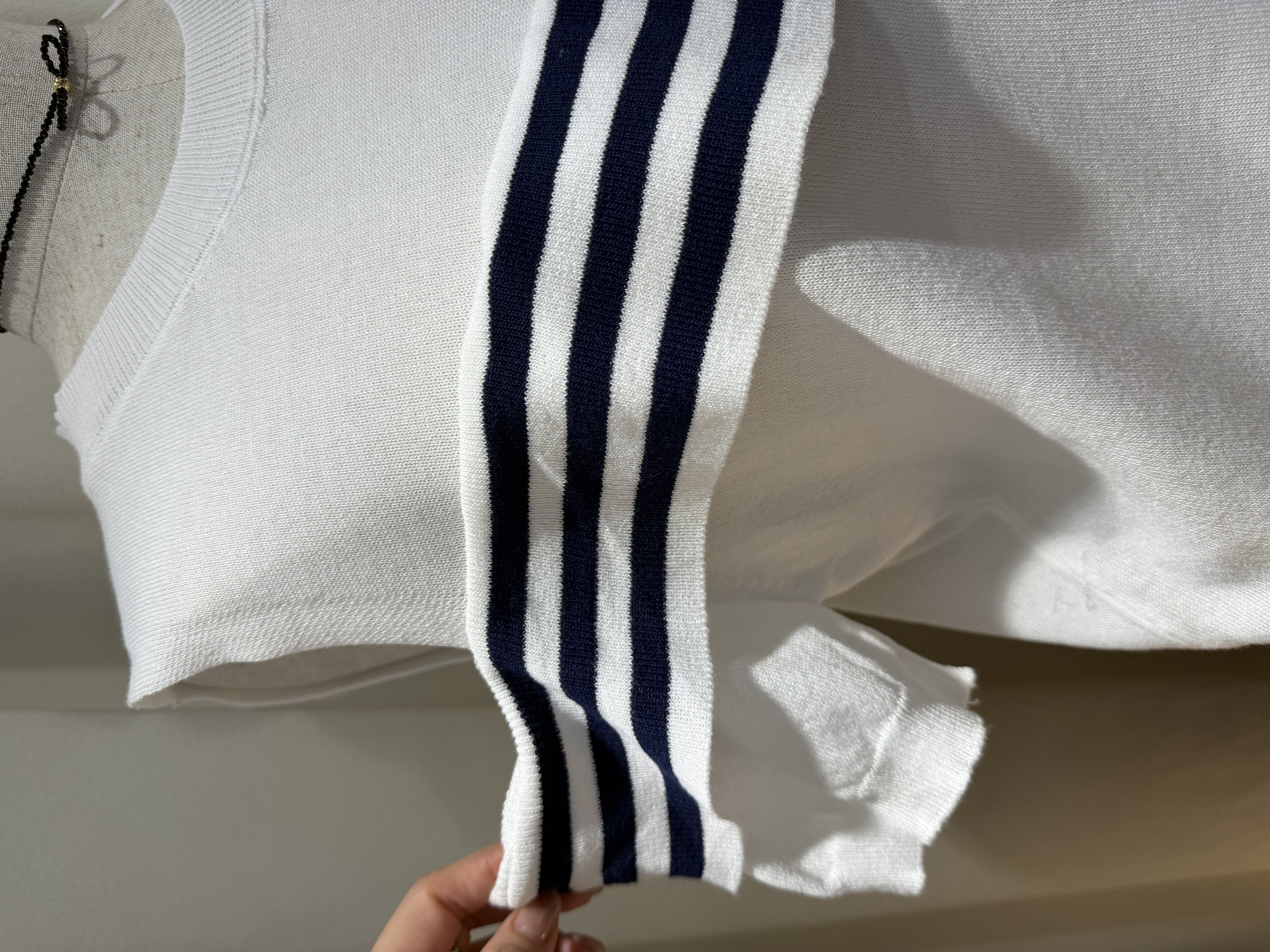 優雅條紋荷葉邊露膊針織衫