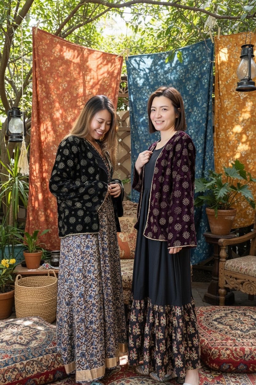 Purple Velvet With Sun Gold Print Jacket #1103