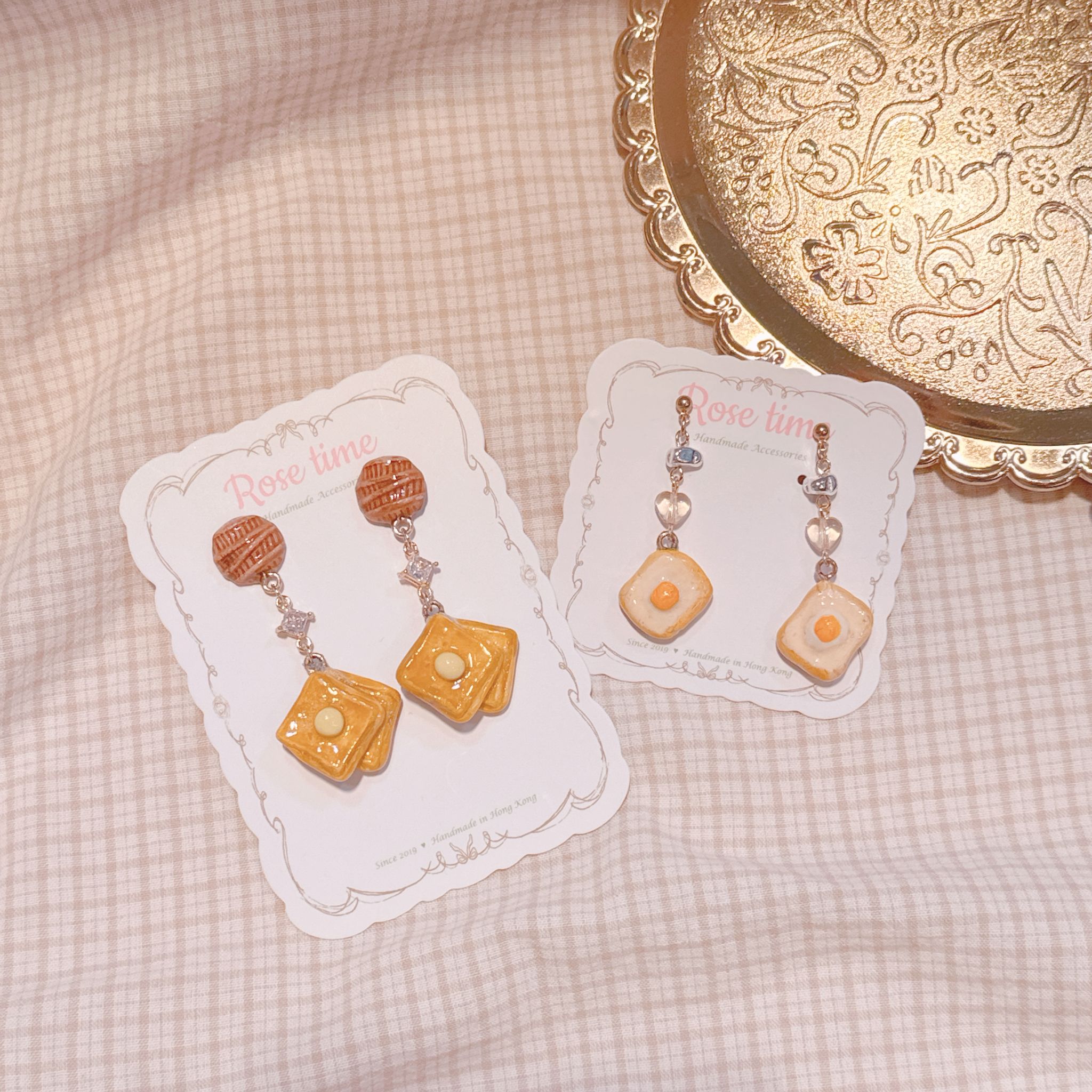 手繪 小雞蛋多士耳環