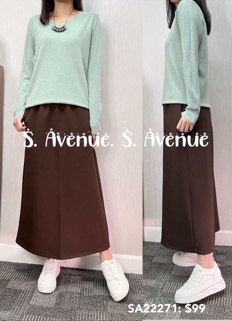 SA22271: 長袖V領淨色線冷top