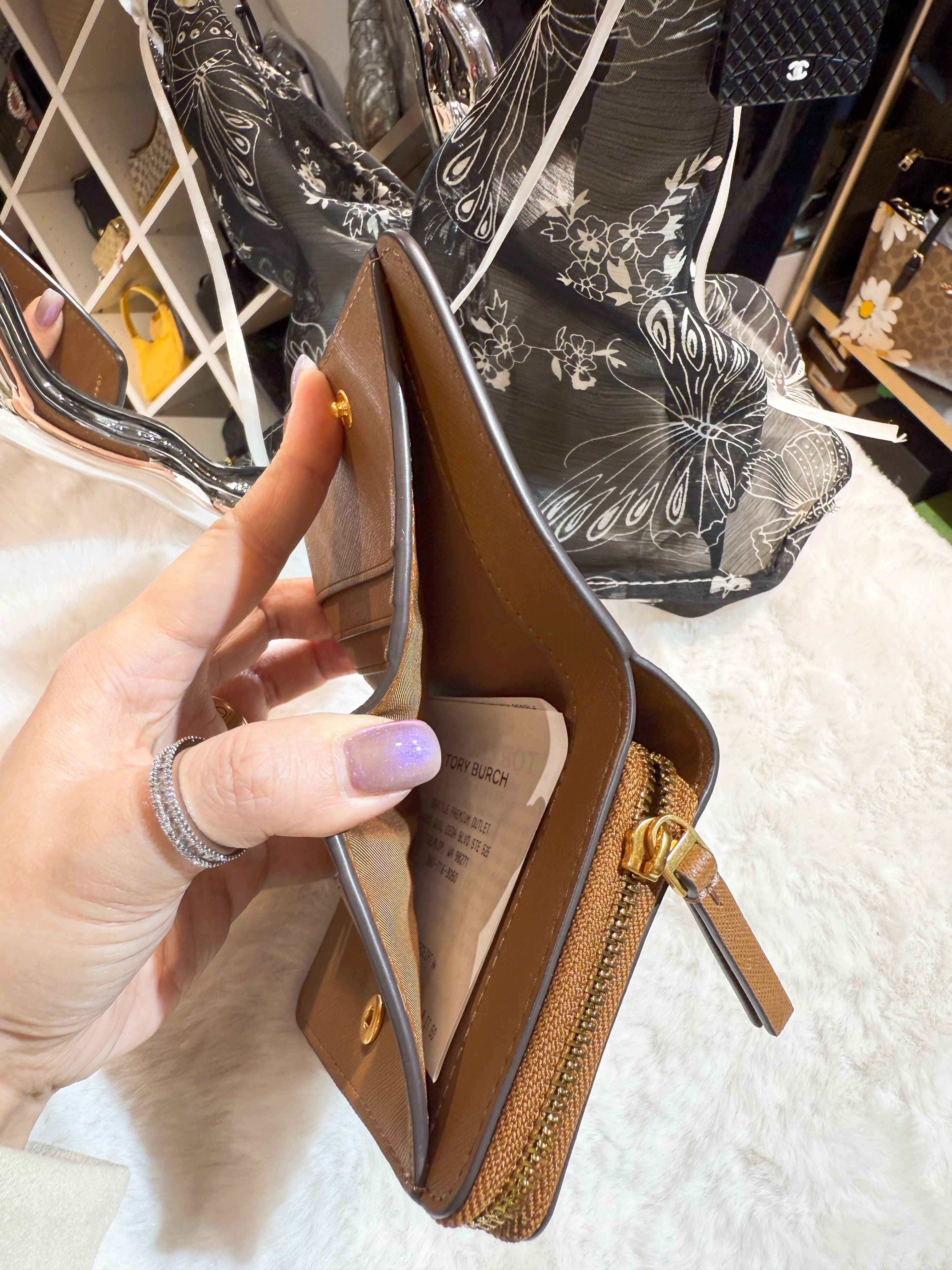 Tory burch Emerson zip wallet sf/sand