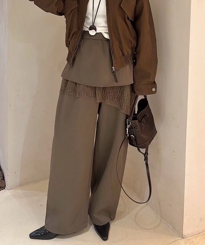 斜lace 假2 件西褲