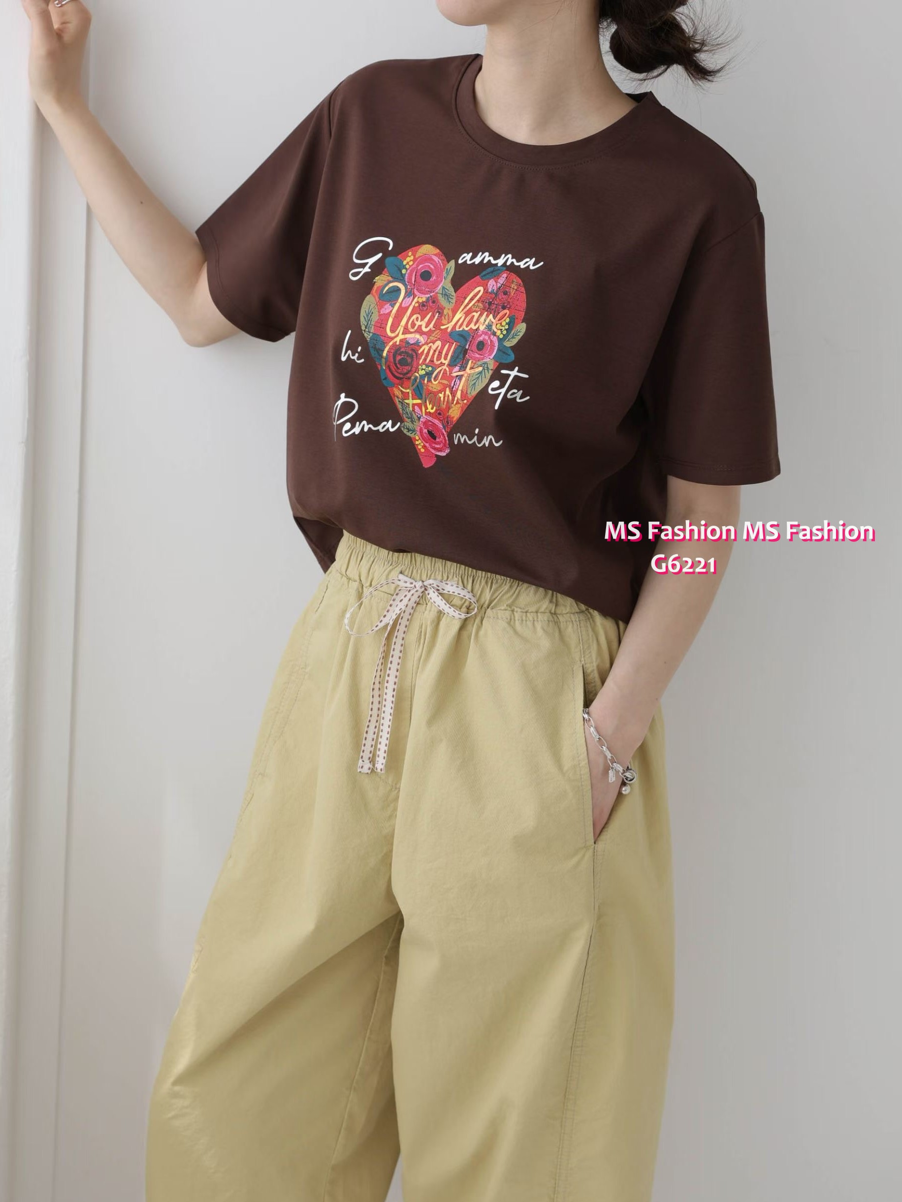 G6221 韓國🇰🇷花朵心型print top