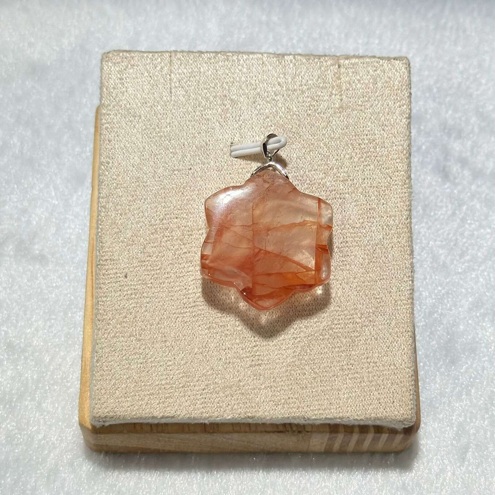 紅膠花 水晶花形吊飾 (#02)