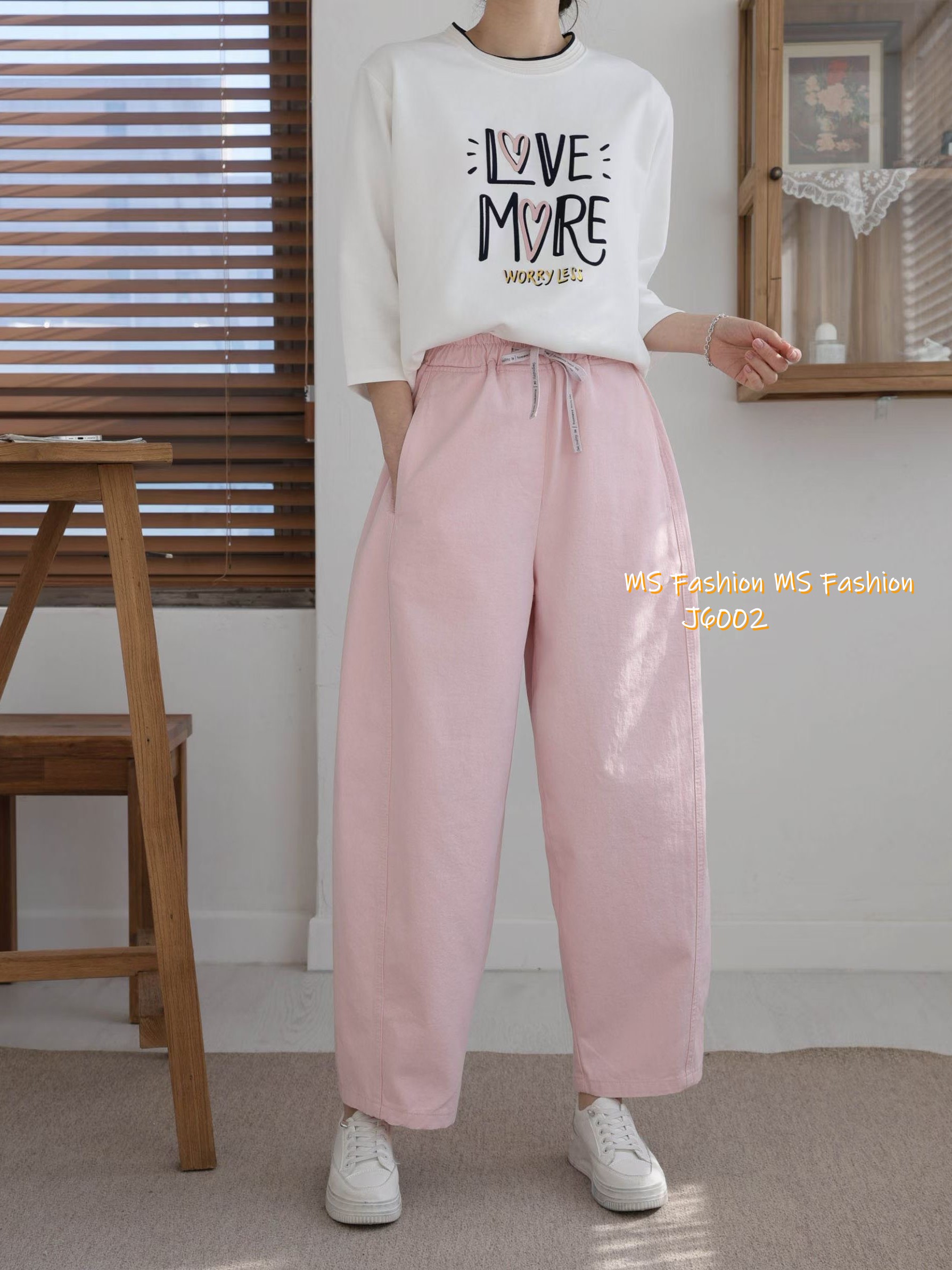 J6002 韓國🇰🇷靚色闊筒休閒褲