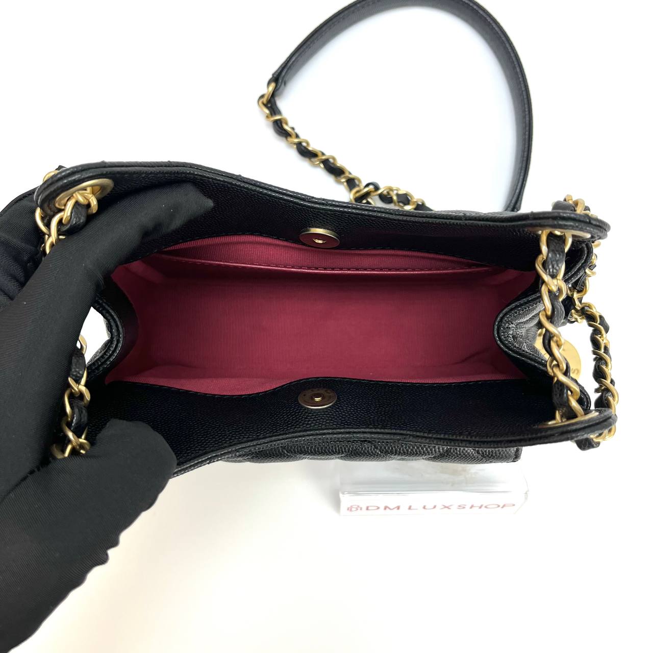 Chanel 23C Black Caviar Hobo Sling Bag GHW (Microchip)