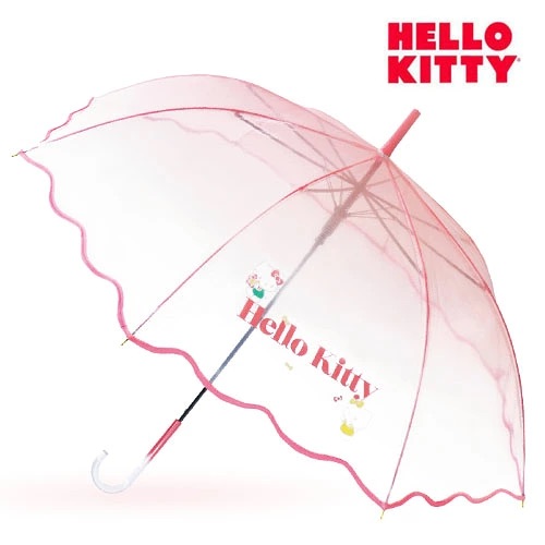 預訂 | 日本版 Kitty 漸變波浪邊 透明長遮雨傘(60cm)