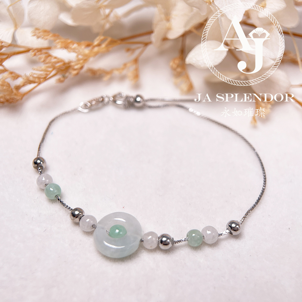 D-36J 天然翡翠A玉 薄荷糖系列純銀手鏈