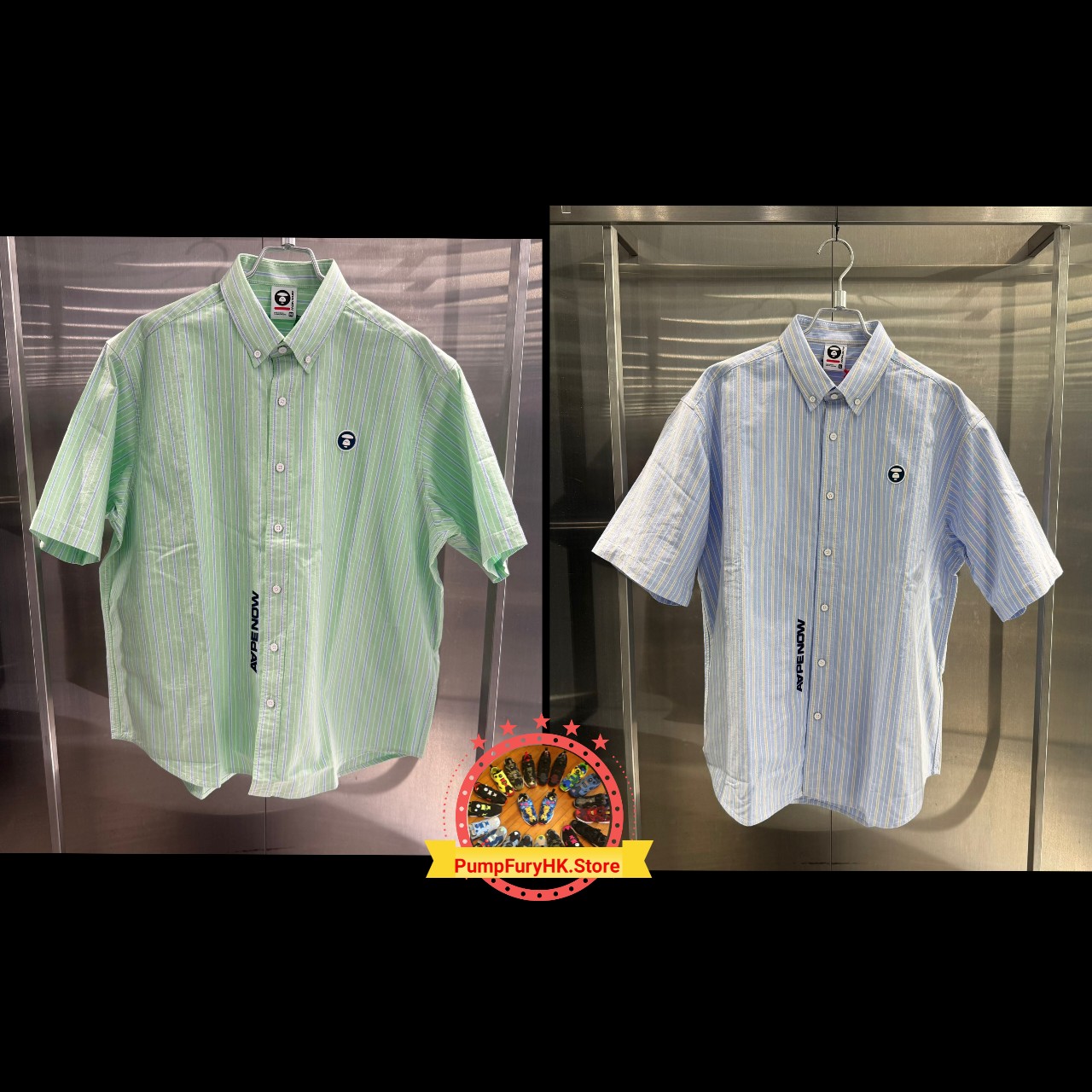 AAPE AAPENOW moonface striped short sleeve shirt (8560)