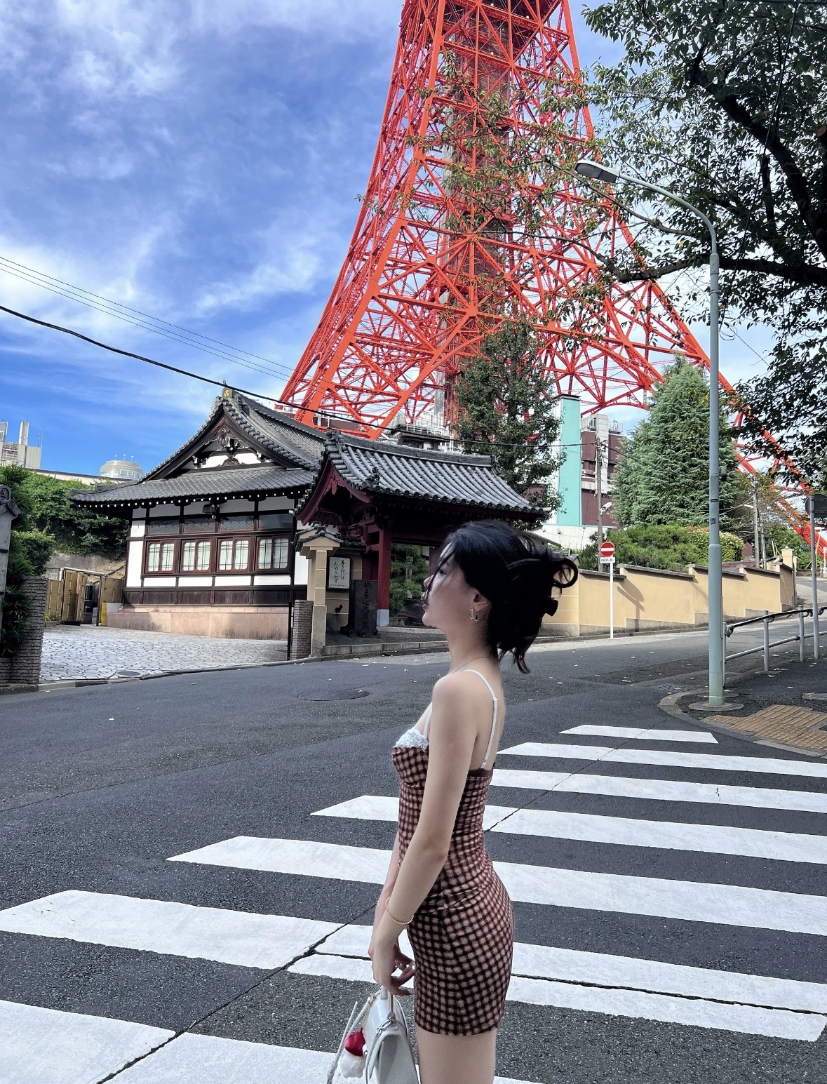 ST340甜美复古格纹两件套