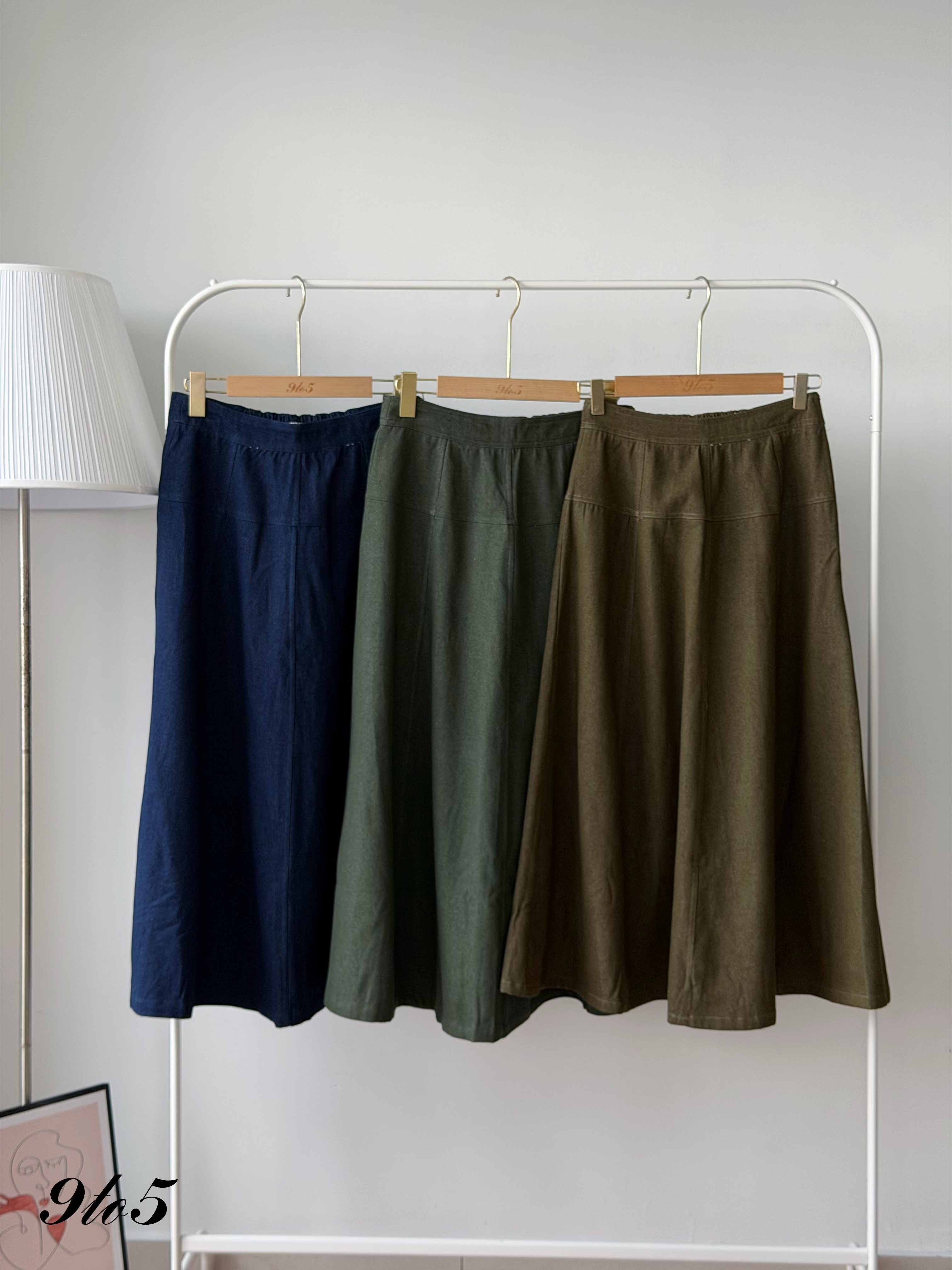 S2027 A Line Long Denim Skirt - 3 Colors