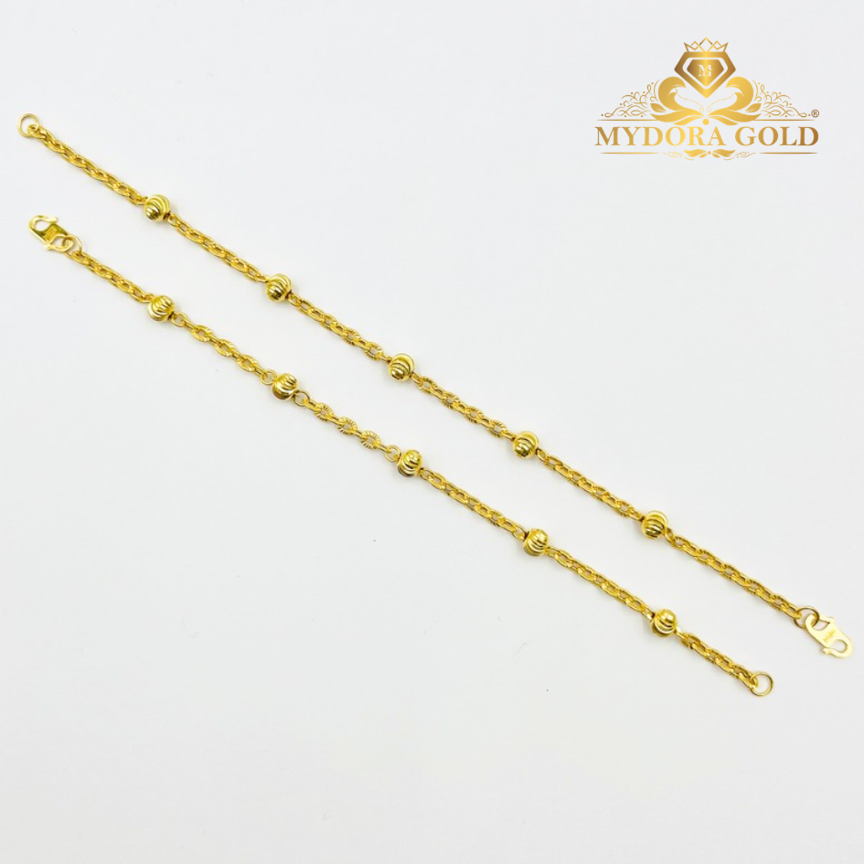 MYDORA Rantai Tangan Sauh Matahari + 5 Boba Pahat | EMAS 916/22K